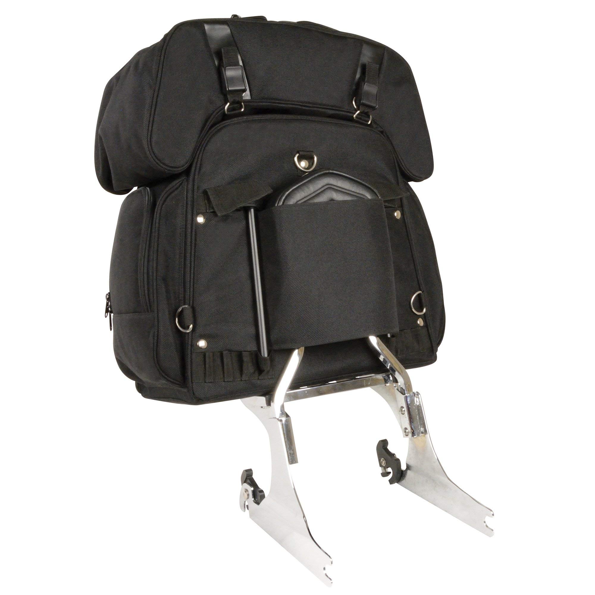 Milwaukee Leather MP8125 Large Black Textile 2-Piece Motorcycle Sissy Bar Bag Combo - Durable Storage for Cruiser & Touring Bikes - Perfect for Road Trips & Daily Commutes