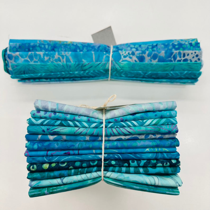 Batik Color Bundles - 12 x Fat Quarters or Fat Eighths Ocean Blue Fabric for Quilting, Sewing & DIY Crafts - Perfect for Patchwork, Apparel & Home Decor Projects