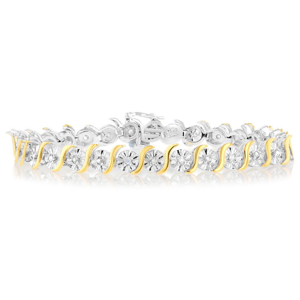 1 Carat Diamond Bracelet in Two-Toned Sterling Silver - Elegant Jewelry for Women, Anniversary & Wedding Gift - Perfect for Special Occasions & Evening Events