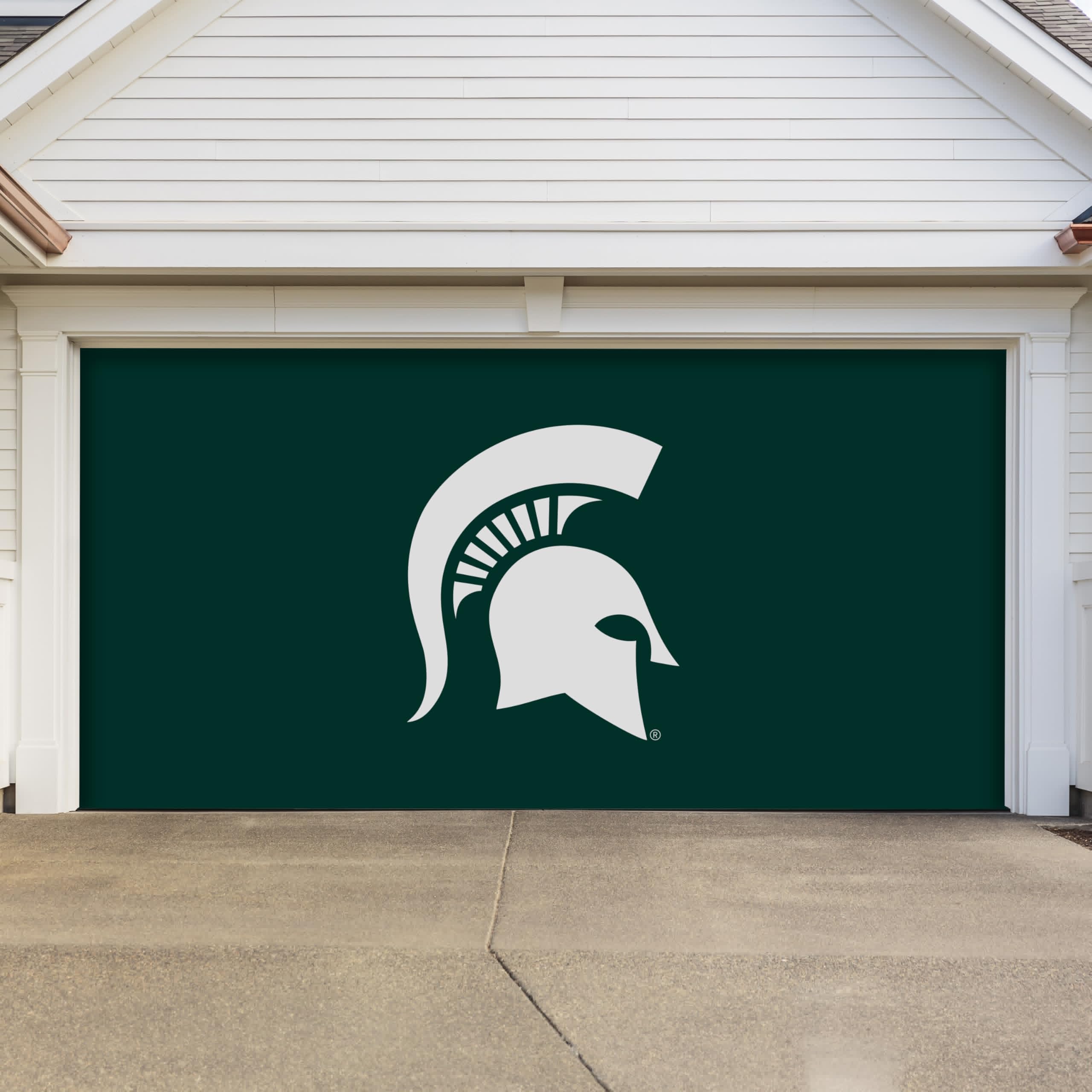 Michigan State Spartans NCAA Licensed 7' x 16' Garage Door Banner - Green & White Tension Polyester College Sports Banner - Perfect for Game Day Decor, Tailgating, and School Spirit Events