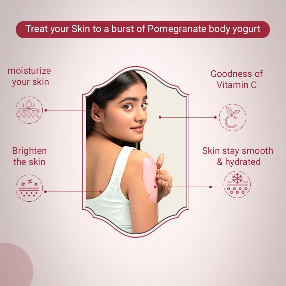 Skinella Pomegranate Body Yogurt - 200g Hydrating Body Lotion with Pomegranate Extract for Smooth, Glowing Skin | Daily Moisturizer for Dry Skin Care Routine | Perfect for Post-Shower & Nighttime Use