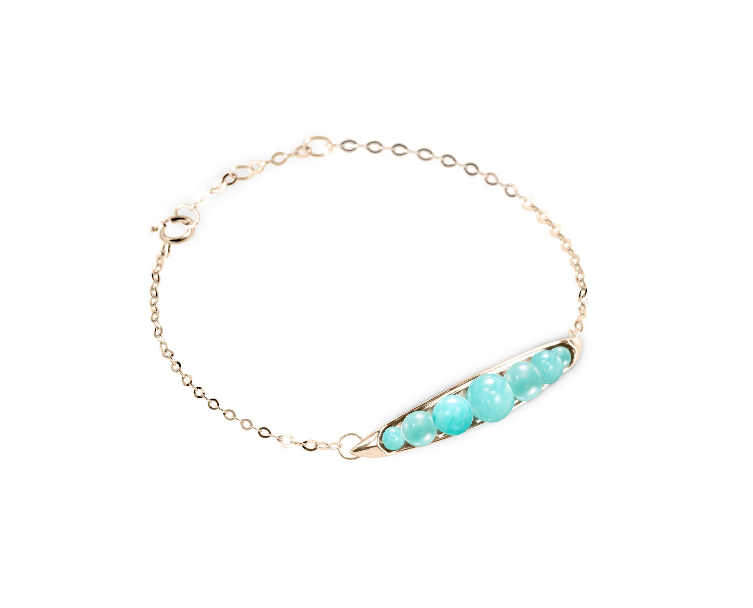 Majade Amazonite Bracelet - 14K Yellow Gold Handmade Minimalist Turquoise Blue Bar Bracelet, Fertility Birthstone Gift for Mom | Perfect for Mother's Day, Baby Showers & Spiritual Healing