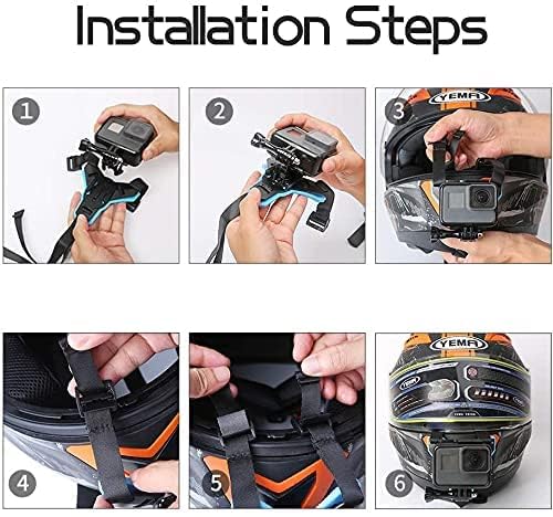 Multipurpose Helmet Chin Strap Mount with Phone Holder Clip & Screw - Compatible with GoPro Hero 9/8/7/6, SJCAM, Yi, DJI Osmo Action & Smartphones - Perfect for Cycling, Motorcycling & Action Sports Recording