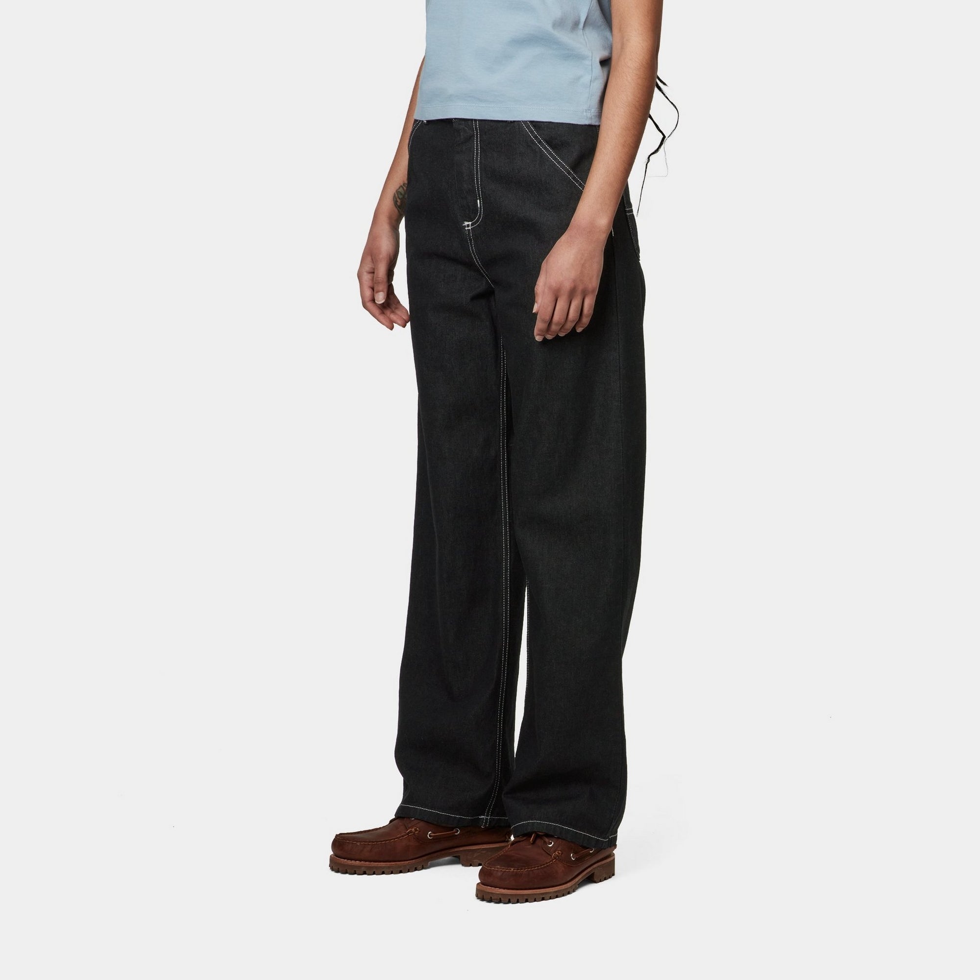 Women's Simple Black Stone Washed Pants - Comfortable Casual Trousers for Everyday Wear, Office & Travel