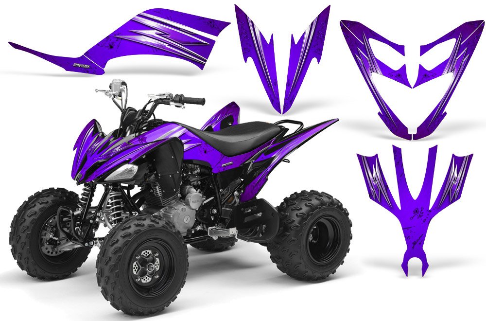 Yamaha Raptor 250 Full Graphics Kit - Cold Fusion Purple Decal Stickers for ATV Body Customization | Perfect for Off-Road Racing & Trail Riding