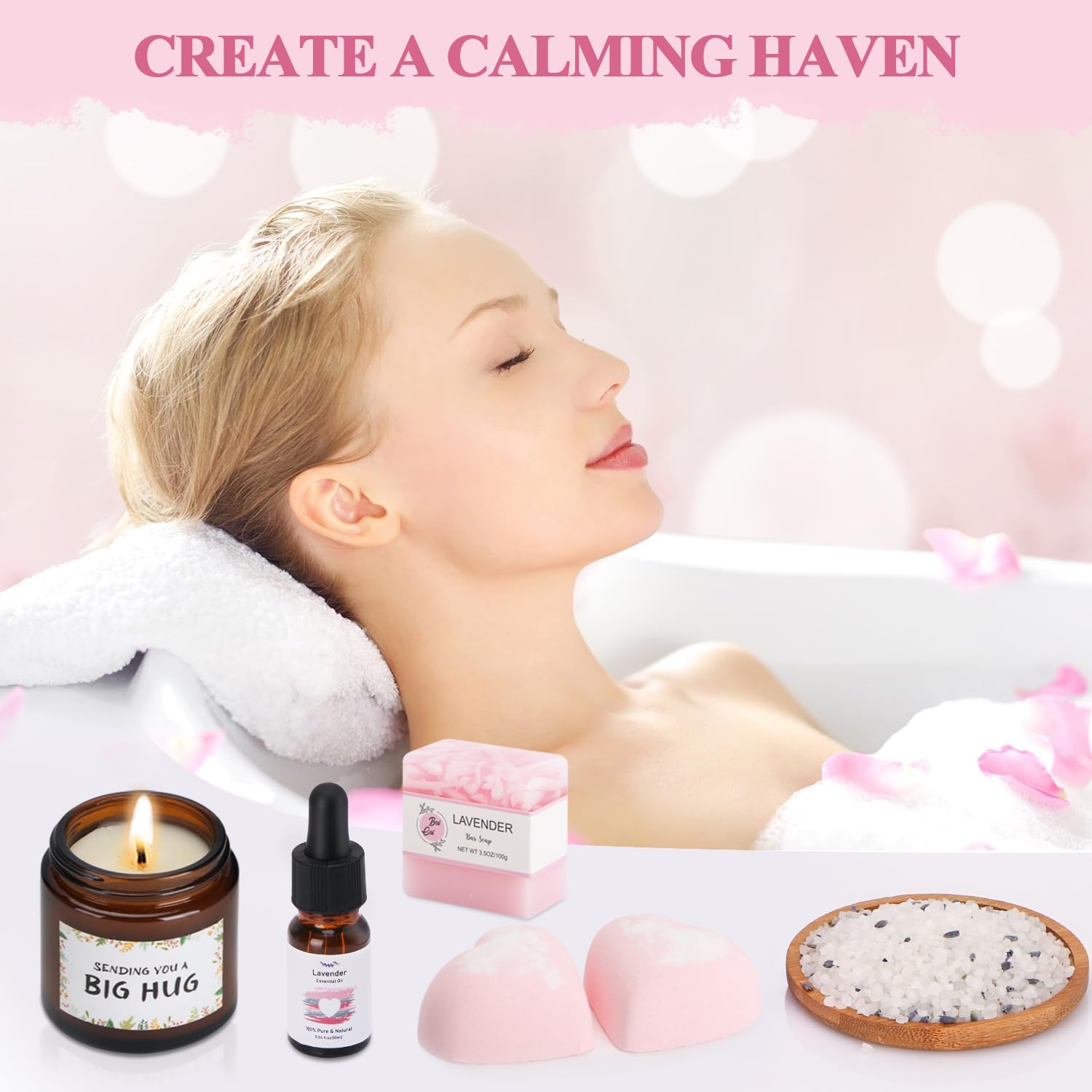 Self Care Gift Box for Women - Birthday Pamper Set with Pocket Hug Token, Bath Gifts & Get Well Soon Hamper | Thoughtful Bestie Gifts for Her, Best Friend & Loved Ones | Perfect for Birthdays, Get Well Wishes, Long Distance Hugs & Just Because Surprises