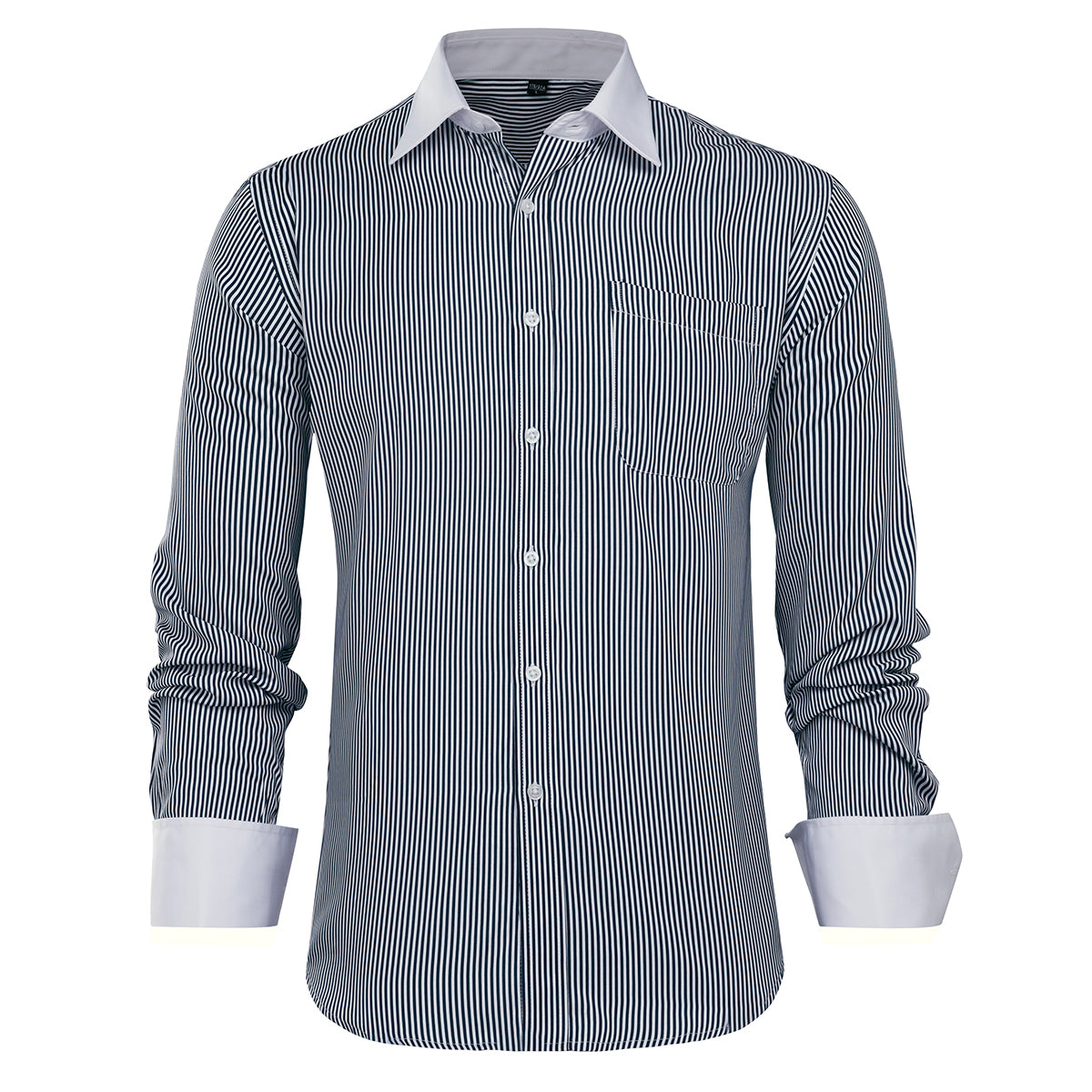 Slim Fit Men's Dress Shirt - Button Down Striped Checkered Shirt in Black | Formal & Business Attire for Office & Special Occasions