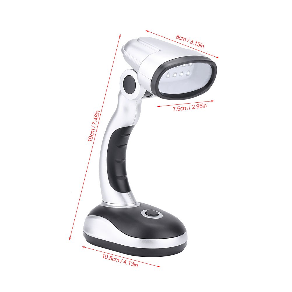 Zerodis Adjustable 12 LED Desk Lamp with Eye Protection - Battery Powered Reading Light for Study, Office & Bedroom Use