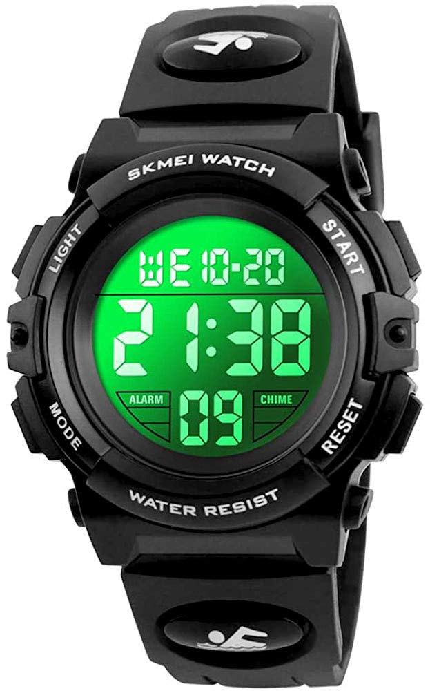 Men's LED Digital Sports Watch - 50m Waterproof, 7 Color Modes for Running & Outdoor