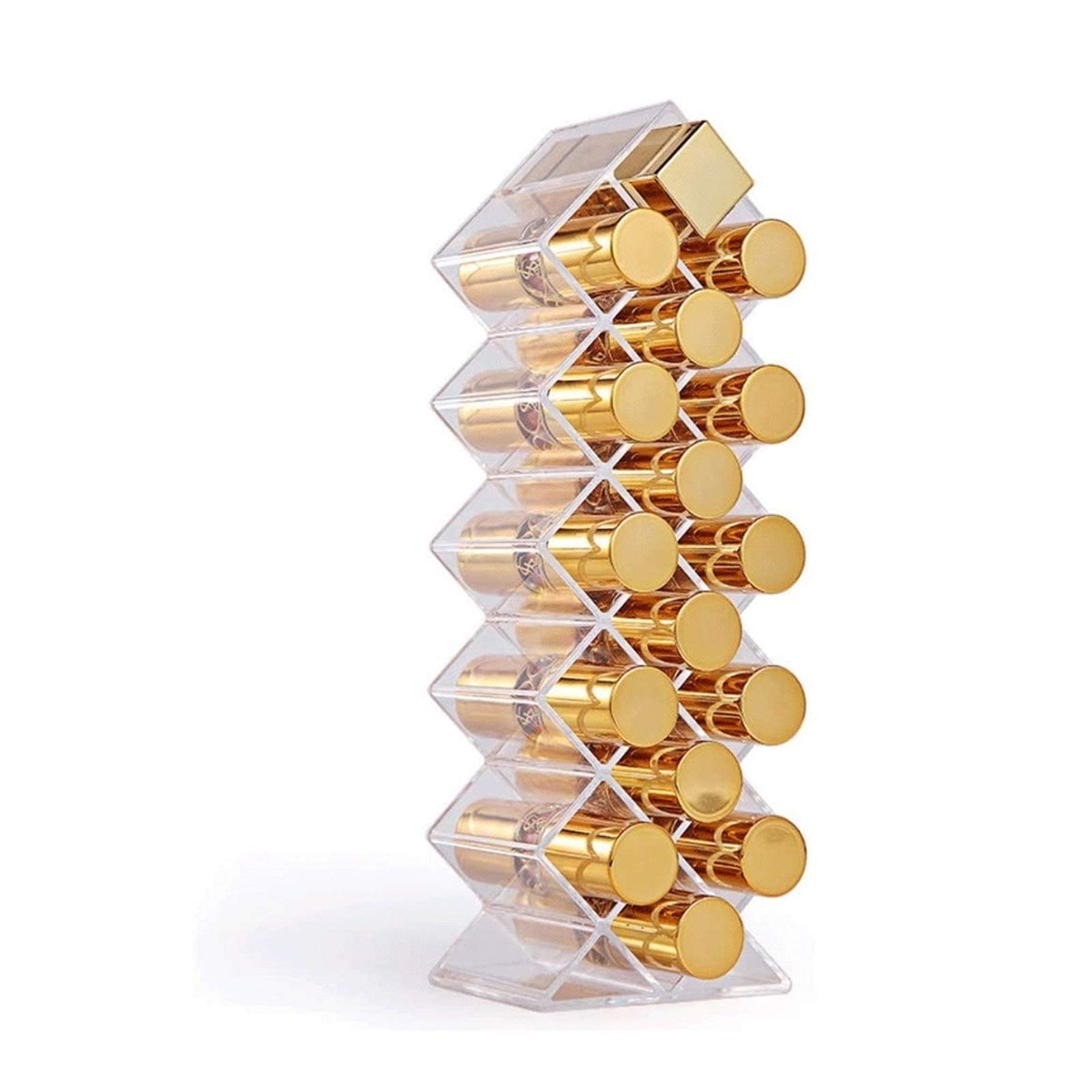 Fish Shape Lipstick Organizer Tower - 16 Slot Lip Gloss Storage Holder Stand for Makeup Vanity | Perfect for Cosmetic Display & Dresser Organization | Great for Home, Salon, and Travel Use