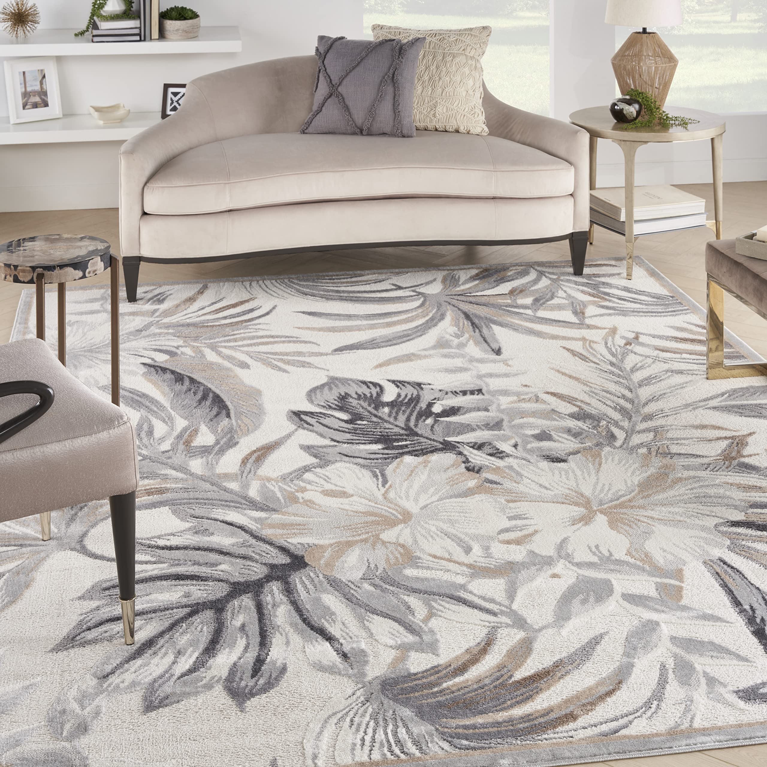 Nourison Pompeii Tropical Ivory/Grey 7'10