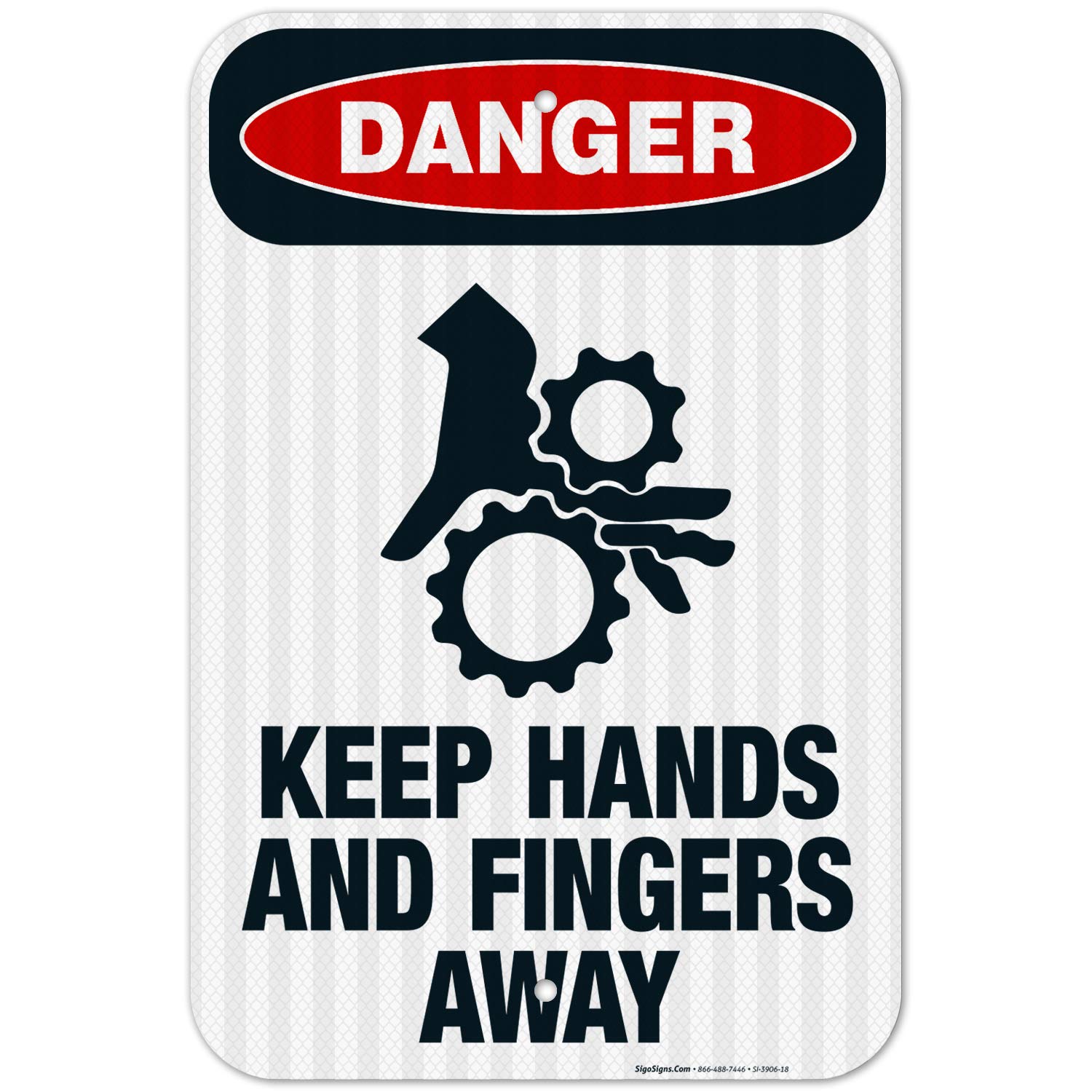 OSHA Danger Sign - Keep Hands and Fingers Away | 12x18 Inches Reflective Aluminum Safety Sign | 3M EGP Fade-Resistant for Indoor/Outdoor Use | Made in USA | Perfect for Factories, Warehouses & Construction Sites