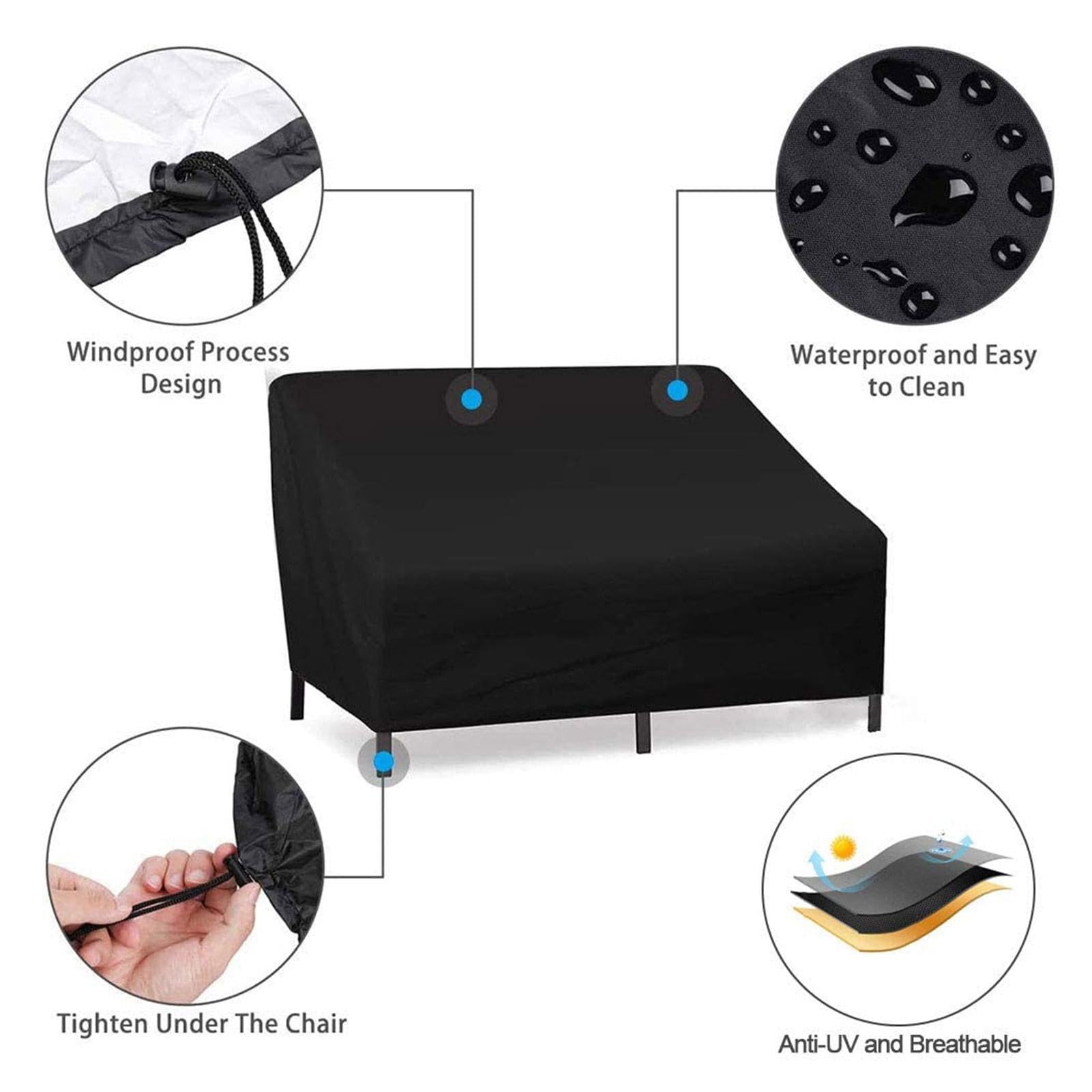**Waterproof Outdoor Couch Cover - Heavy Duty Patio Sofa & Bench Cover with Adjustable Drawstrings - All-Weather Protection for Garden Furniture, Sofas, and More - Perfect for Backyard, Deck, and Poolside Use**