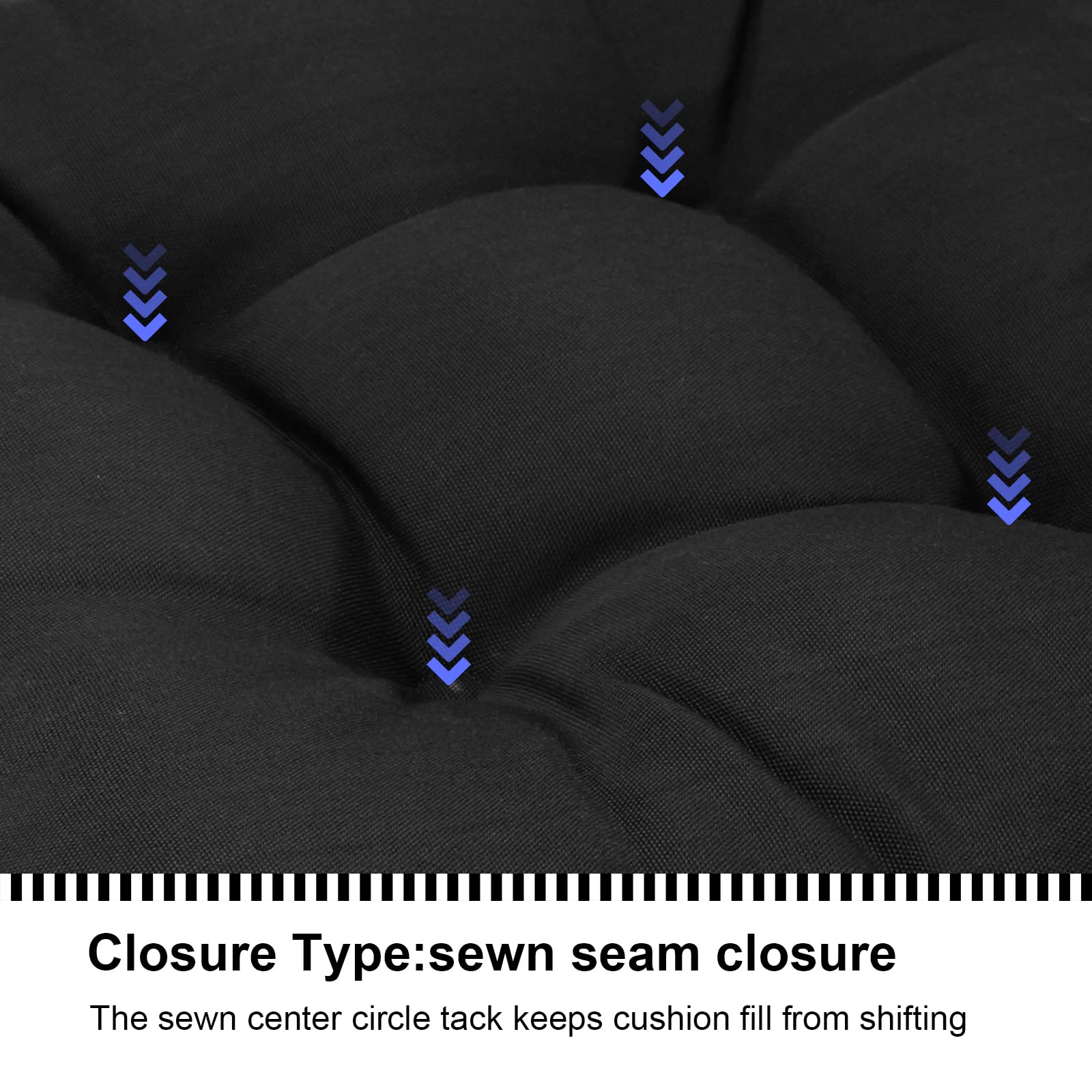 Premium Outdoor Tufted Wicker Cushions - Set of 2 (19x19 Inch) Weather-Resistant Patio Chair Cushions with Ties - Overstuffed Thick Padding for Wicker Furniture - Perfect for Backyard, Garden, Poolside & Patio Relaxation (Black)