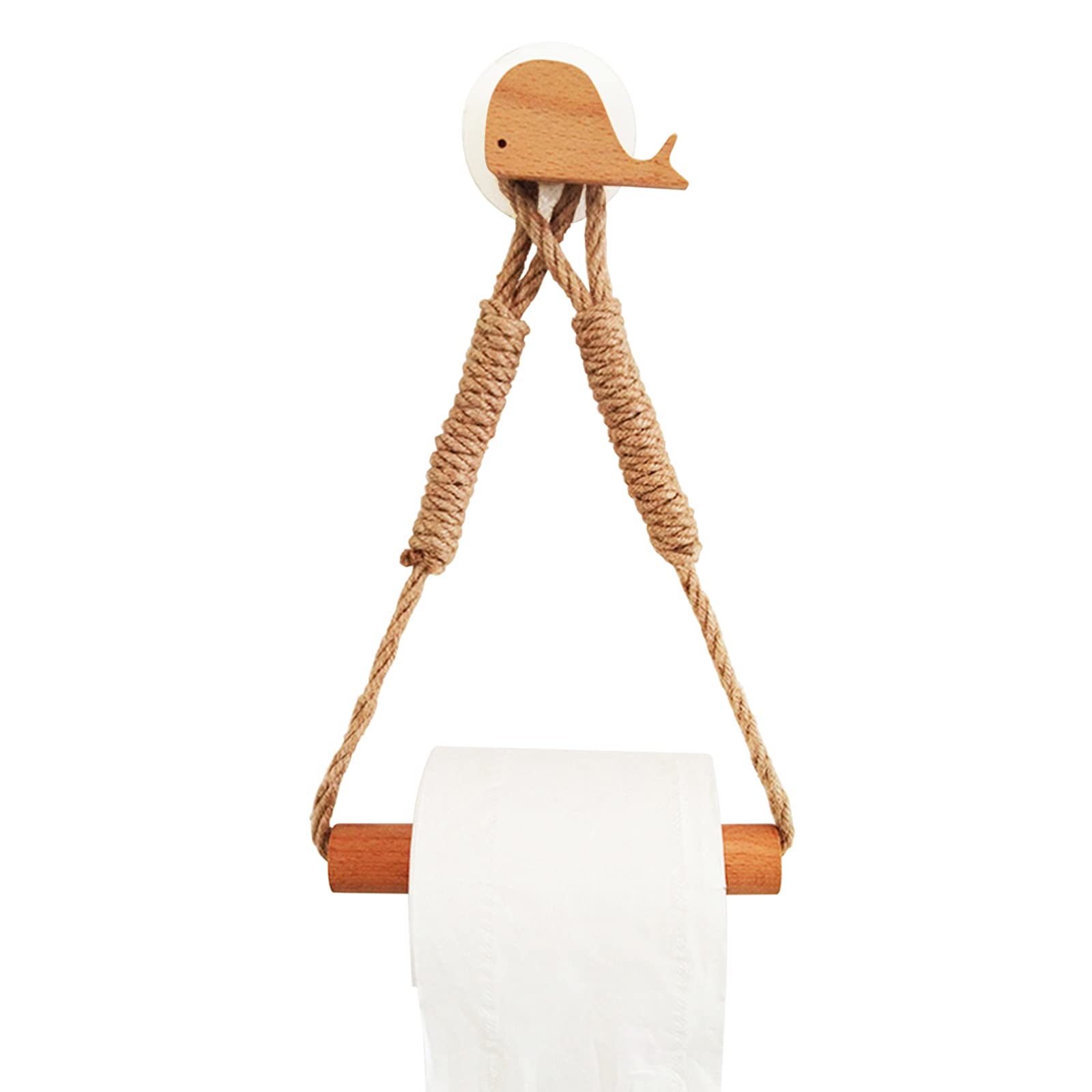 Vintage Wooden Toilet Paper Holder with Shelf & Hemp Rope - 11.8 Inch Bathroom Tissue Roll Organizer for Home Decor | Perfect for Farmhouse, Rustic, and Boho Style Bathrooms