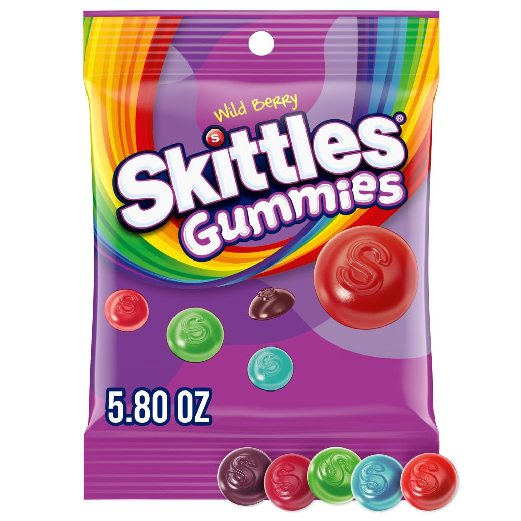 Skittles Wild Berry Gummy Candy - 5.8oz Bag | Fruity Chewy Sweets for Parties, Movie Nights & Snacking