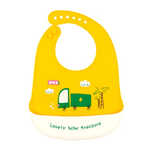 Waterproof Silicone Baby Bib with Food Catcher - Reusable & Cute MyHomeBody Baby Eggie Bib (1pc) - Perfect for Messy Meals, Baby Led Weaning & Toddler Feeding