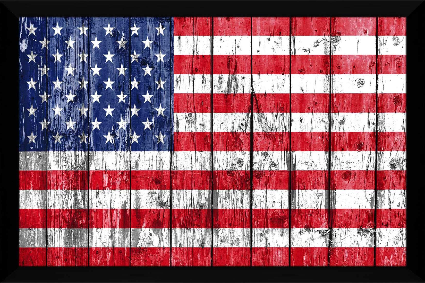 Patriotic USA Flag Wall Art - 27.5x39.5 Inch Acrylic Print with Red Border - Home & Office Decor for Living Room, Bedroom or Office
