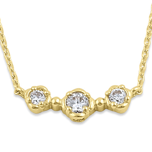 14K Solid Yellow Gold CZ Triple Circle Pendant Necklace for Women - Elegant Layered Jewelry Gift for Anniversary, Birthday & Special Occasions