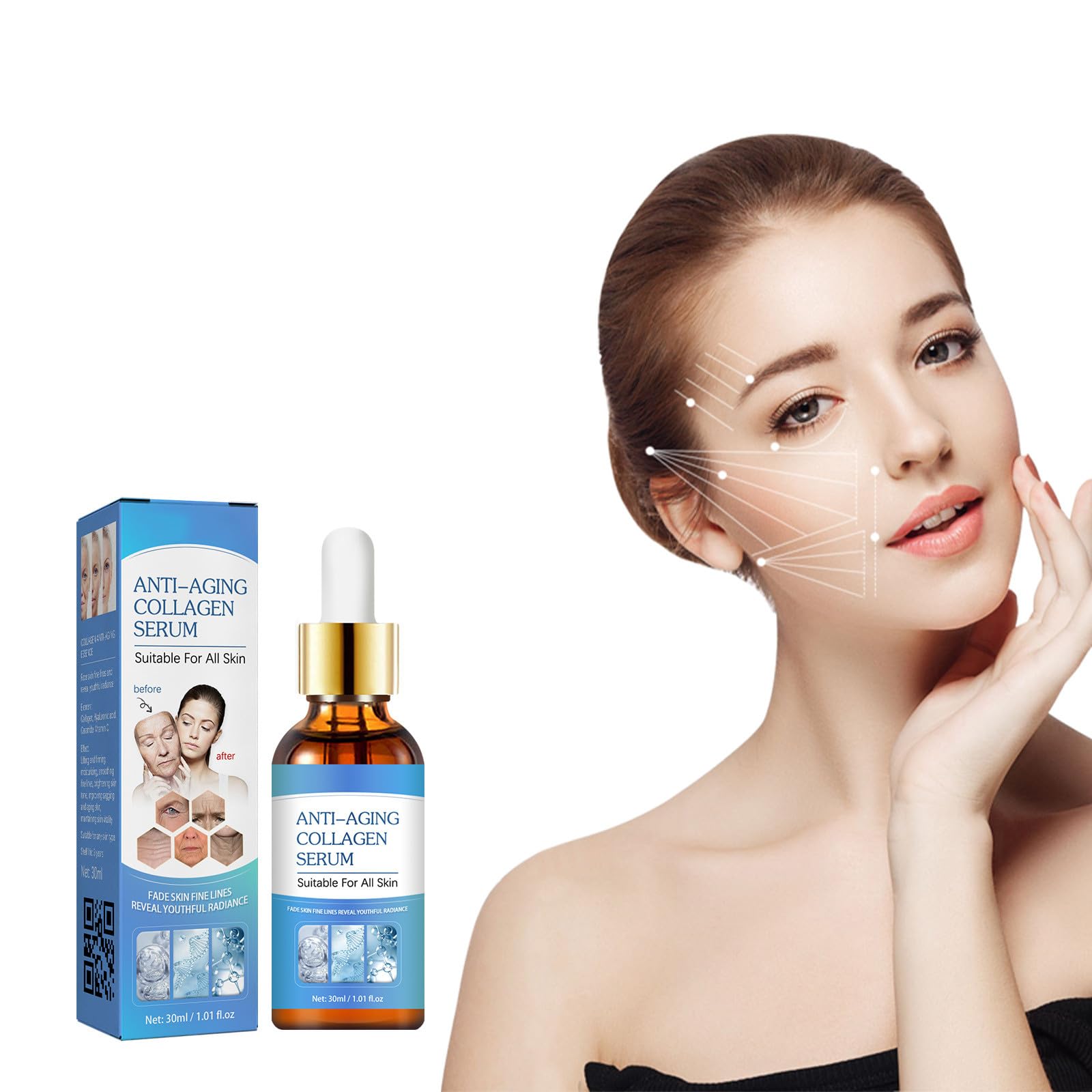 **Best Anti-Aging Collagen Serum for Mature Skin – Instant Tightening, Reduces Fine Lines & Wrinkles – 3-Pack – Perfect for Night Routine & Daily Skincare**