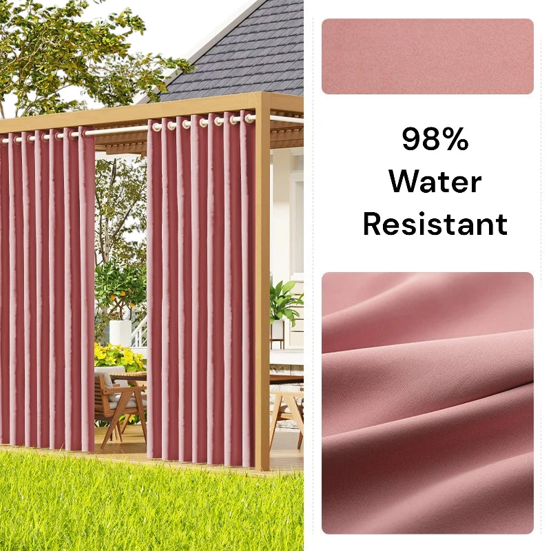 Durable All-Weather Antibacterial Outdoor Curtains - Custom Size for Patio, Deck, and Poolside Privacy - Waterproof & UV Resistant