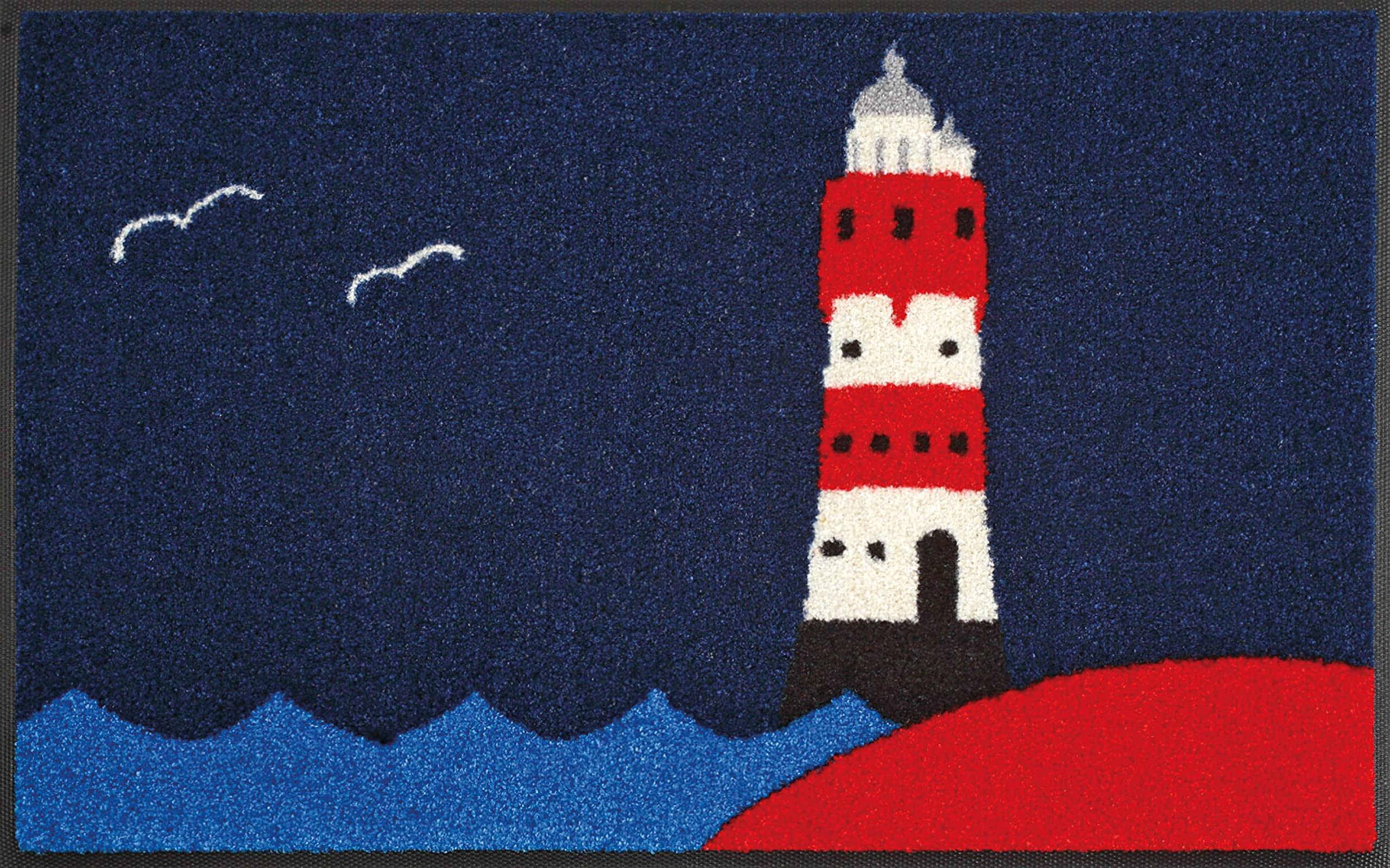 008590 Non-Slip Door Mat 50x75cm - Coastal Lighthouse Design - Washable & Durable for Indoor/Outdoor Use - Perfect for Entryway, Porch, or Patio Decor