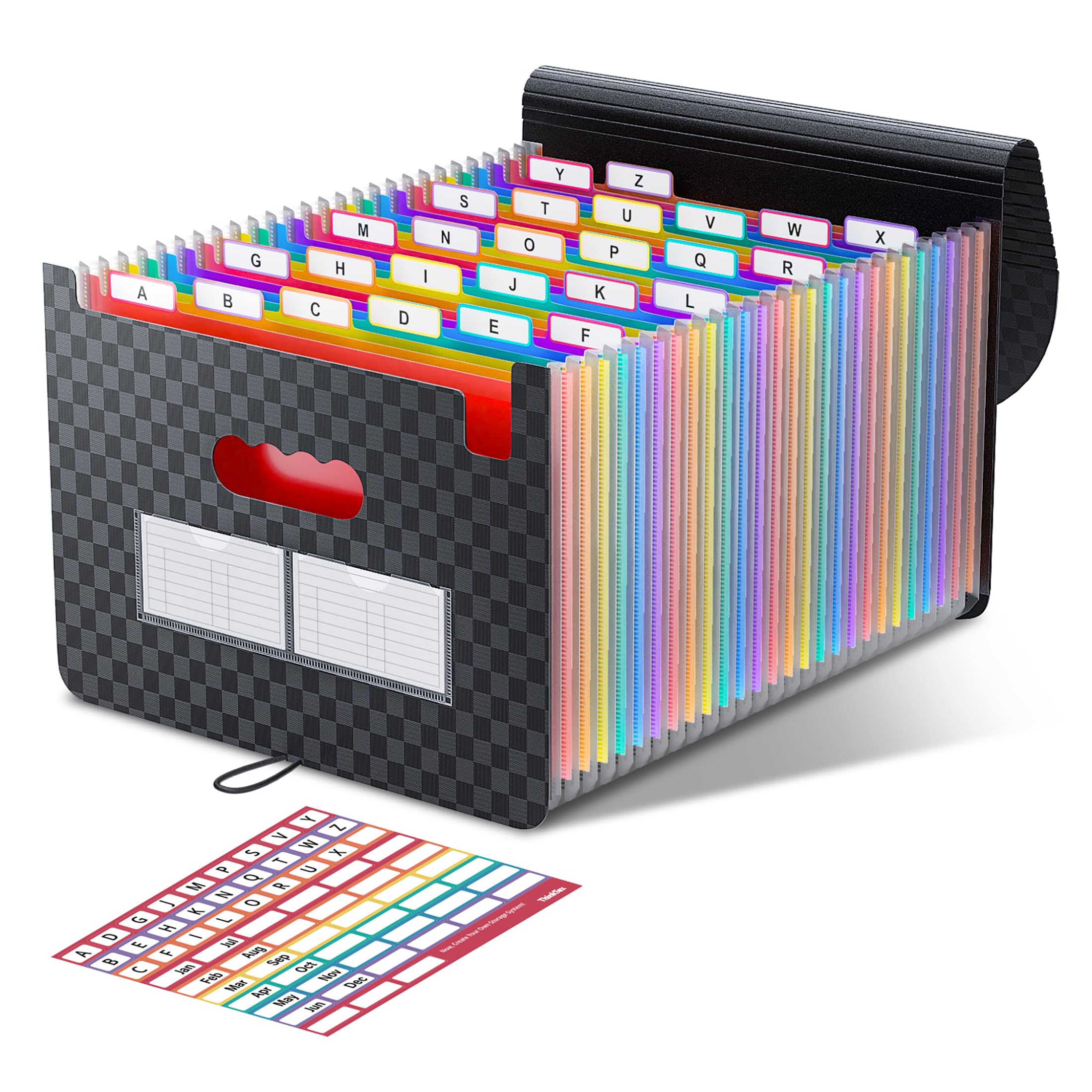 ThinkTex 26-Pocket Accordion File Organizer with A-Z Colorful Tabs - Letter/A4 Size Expanding Folder for Monthly Bills, Receipts & Document Storage - Perfect for Home Office, Tax Organization & Financial Record Keeping