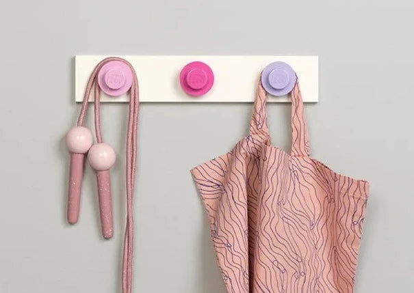 Pink and Purple Lego Wall Hanger Rack - 30% Off - Space-Saving Toy Storage for Kids' Rooms & Playrooms