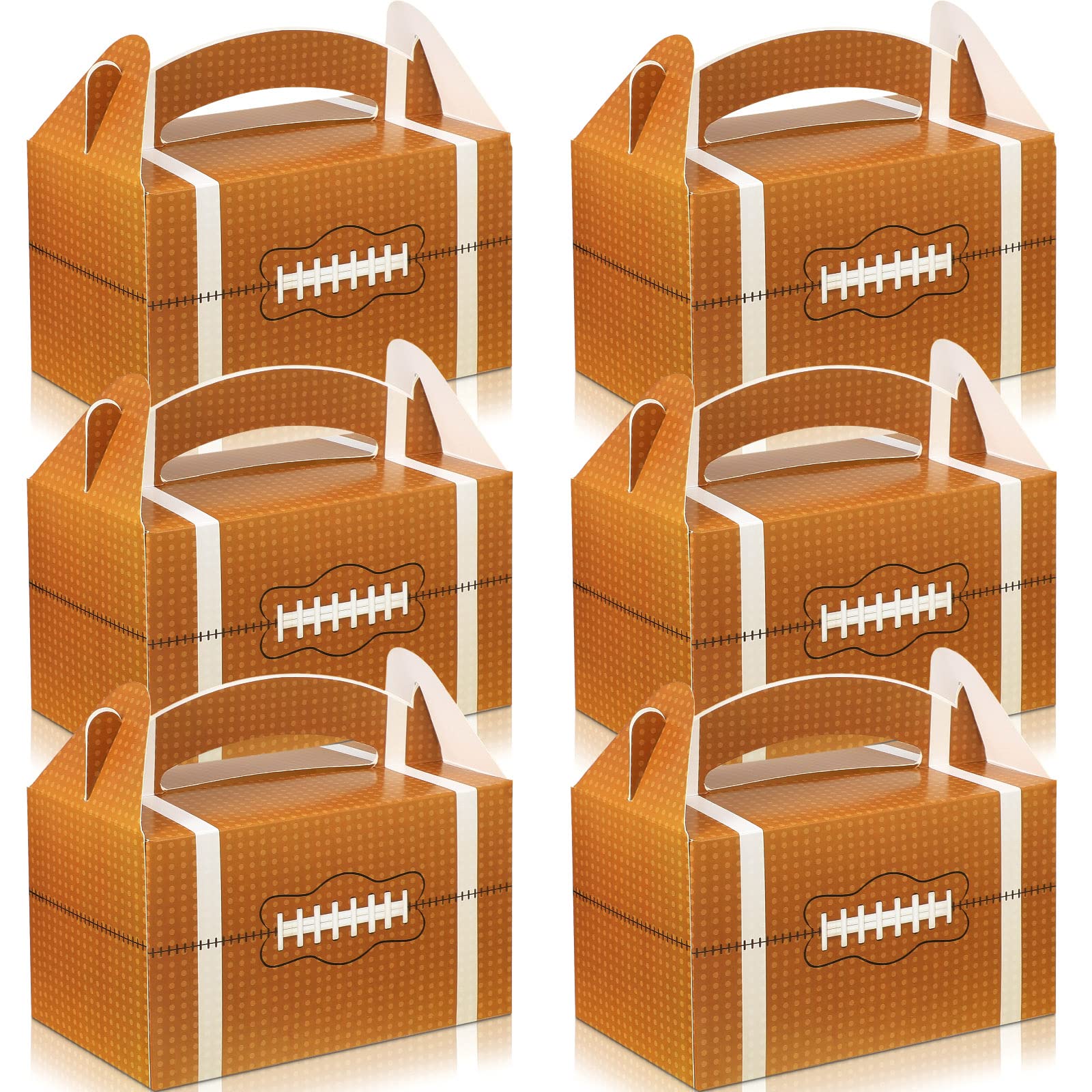 Marspark 30-Piece Football Themed Treat Boxes - Brown Cardboard Snack Containers with Handles for Football Party Decorations, Rugby Game Snacks & Sports Themed Events - Perfect for Tailgating, Birthday Parties & Team Celebrations