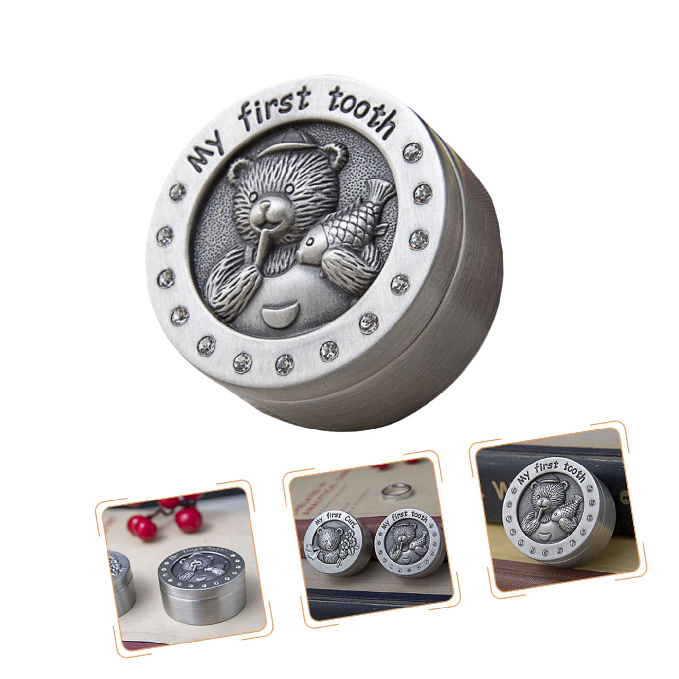 Metal Keepsake Box for Baby Teeth - First Birthday & Baby Shower Memory Organizer, Toddler Tooth Fairy Storage Holder with Silver Design - Perfect for Collecting Milestones & Preserving Childhood Memories