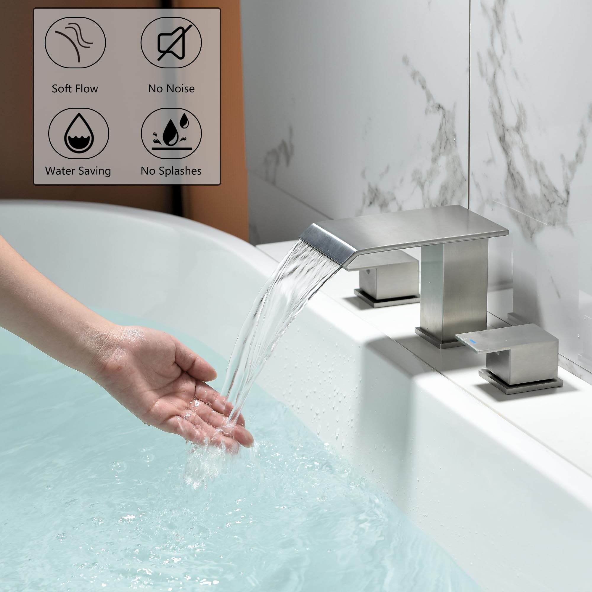 2 Handle Deck Mount Roman Bathtub Faucet Set - Brushed Nickel Finish, High Flow Garden Tub Faucet for Vintage Bathroom & Spa Relaxation