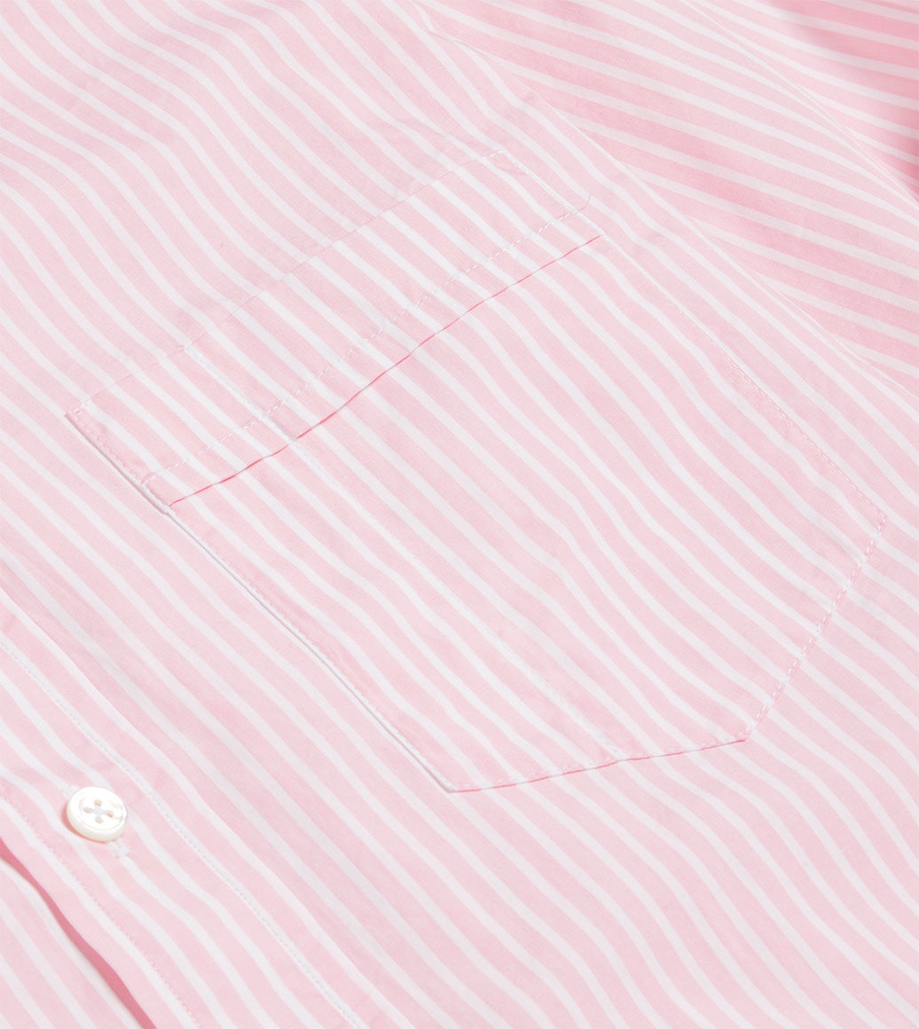 Stylish Pink Bengal Stripe Cotton Poplin Button Down Shirt for Women | Casual & Office Wear | Breathable Comfort Shirt for Summer