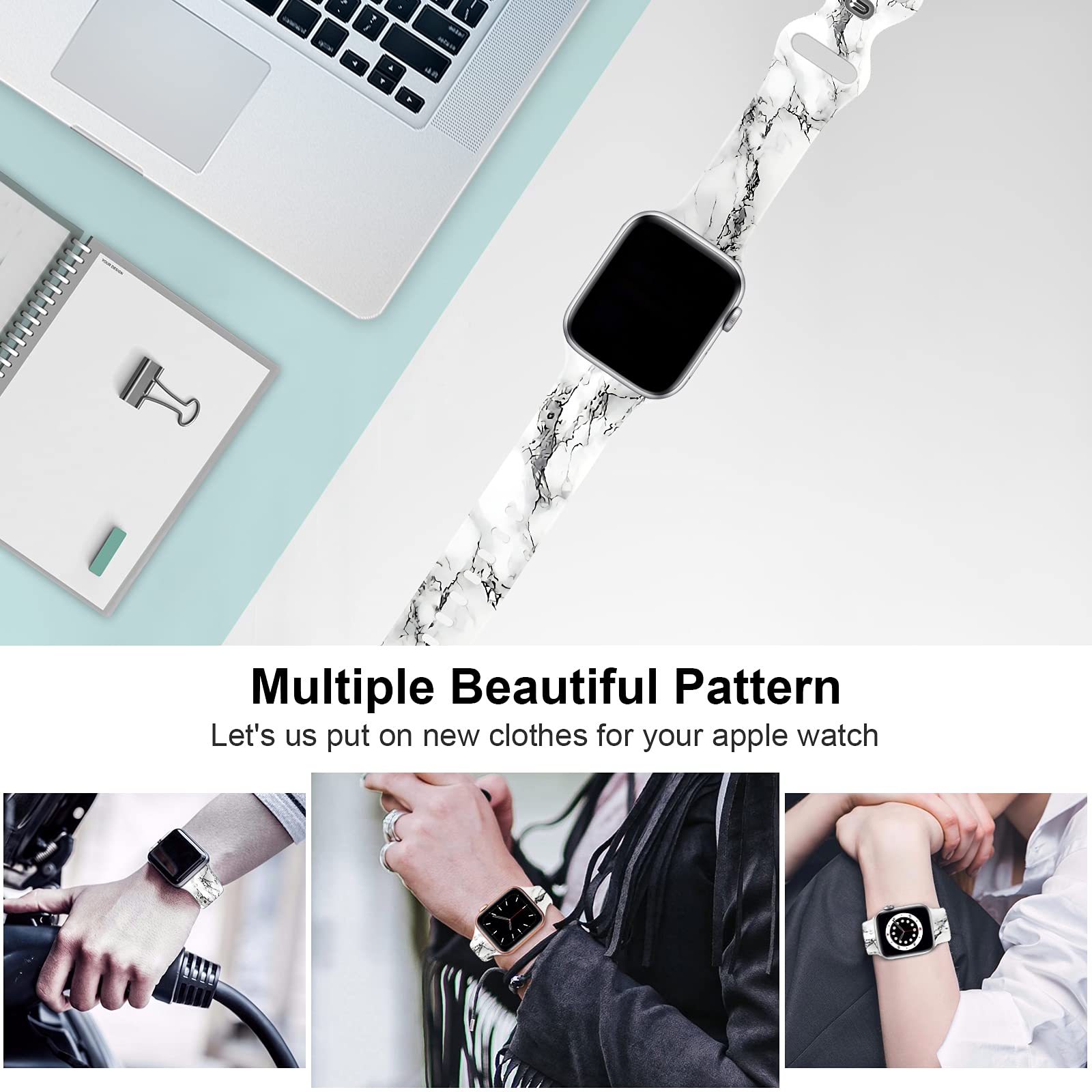 Soft Silicone Apple Watch Bands for 38mm/40mm/42mm/44mm - Sport Replacement Strap Compatible with iWatch Series 6/5/4/3/2/1/SE - Breathable & Comfortable for Men & Women - Perfect for Workouts, Running & Daily Wear