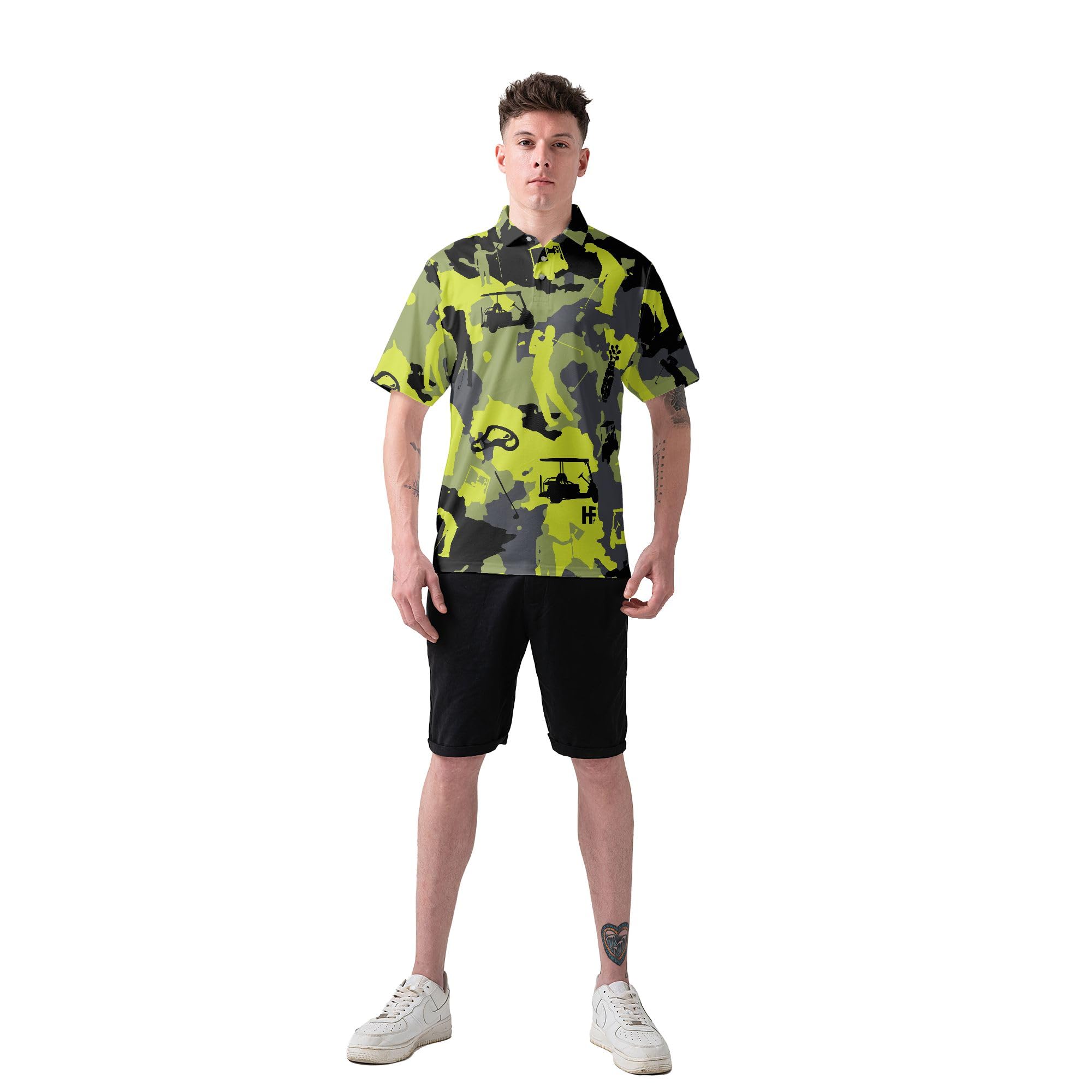 HYPERFAVOR Men's Camo Golf Shirts - Quick-Dry Short Sleeve Camouflage Polo Shirts for Golf & Outdoor Activities | Perfect for Golfing, Hiking, and Casual Wear