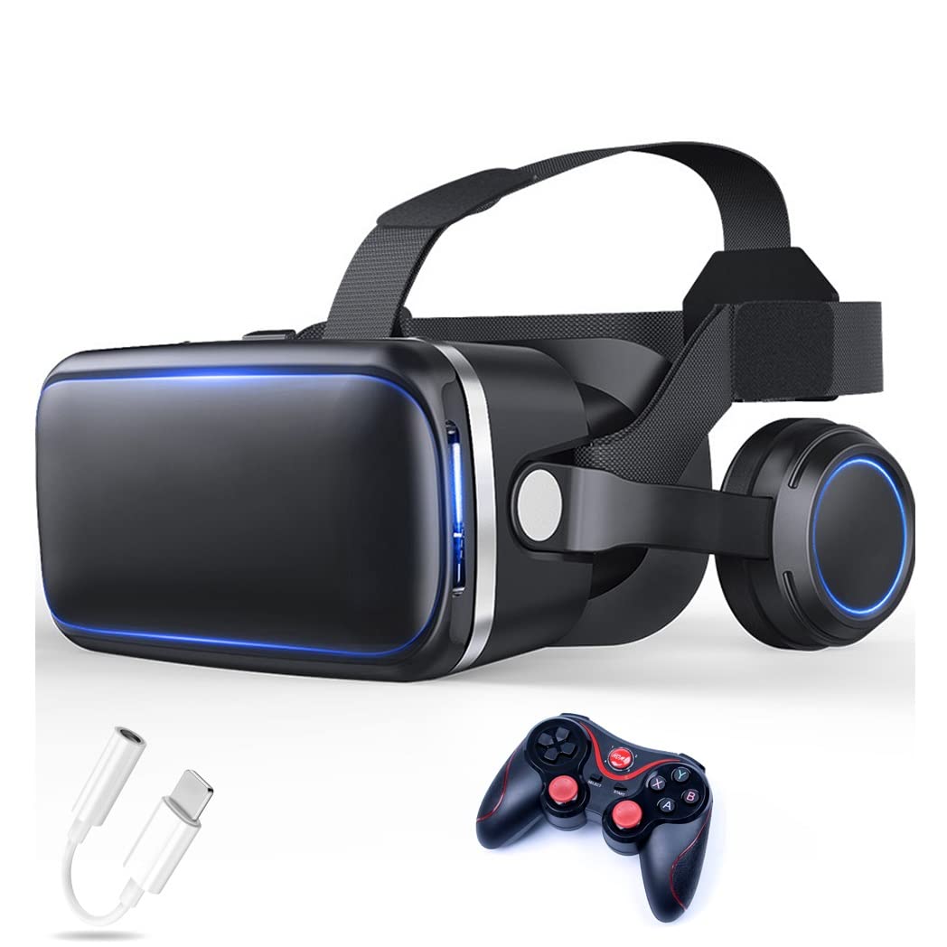Lunette 3D VR Headset - Wireless Bluetooth Virtual Reality Goggles for iPhone 13 Pro Max/13 Pro/13/12/11 & Samsung Galaxy S21/Huawei/Xiaomi - Immersive Gaming & 360° Video Experience (Color: Black, Compatible with iOS/Android) - Perfect for Home Entertainment, VR Gaming & Virtual Tours