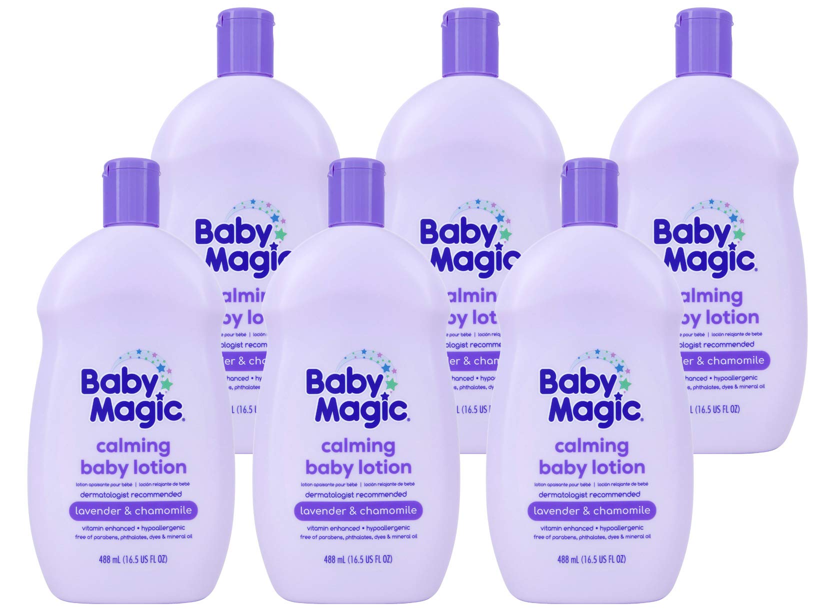 Baby Magic Calming Lotion 16.5oz - Lavender Chamomile for Bedtime Relaxation (6 Pack)