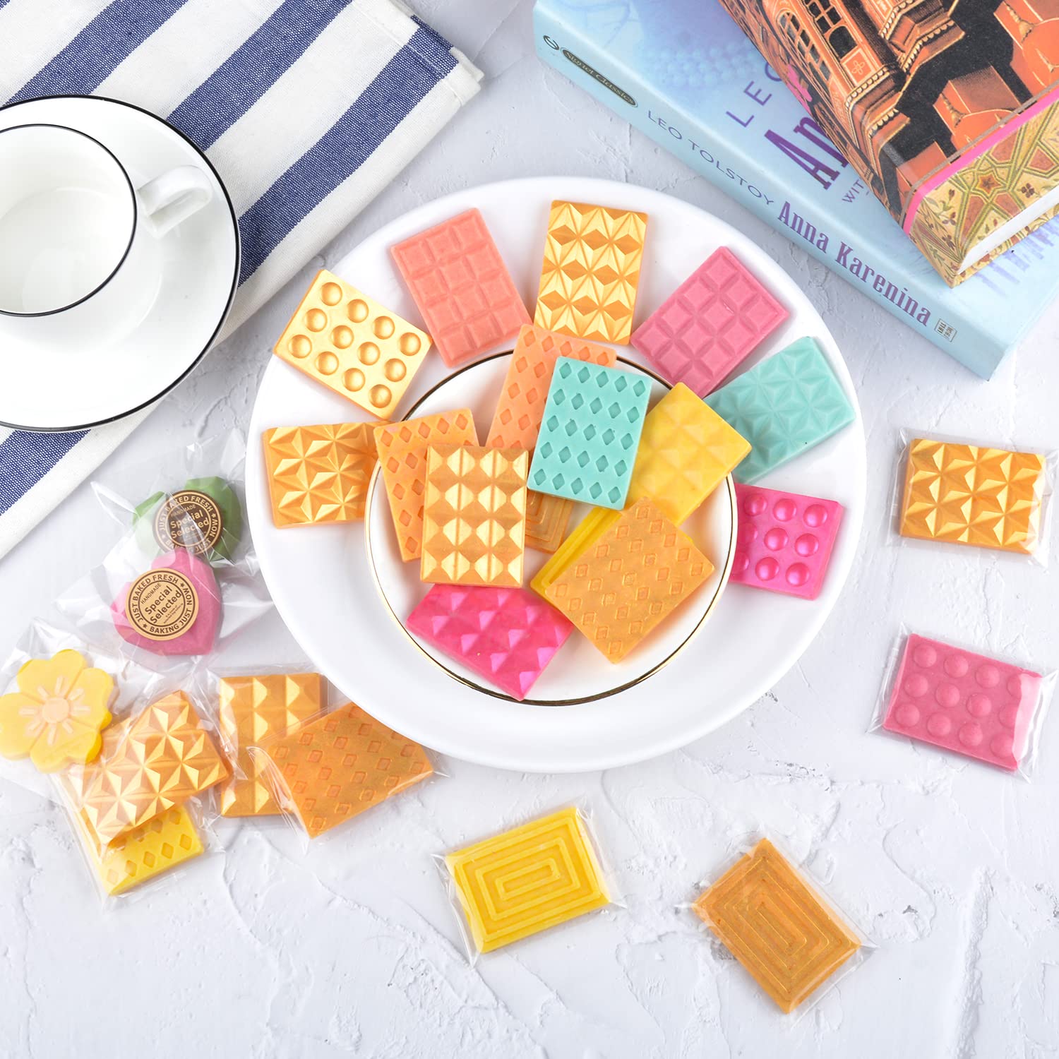 4-Piece Silicone Break Apart Candy Molds Set - Mini Chocolate Bar & Wax Melt Molds (A+B) for DIY Candy Making, Baking & Home Crafts - Perfect for Valentine's Day, Birthday Parties & Holiday Treats