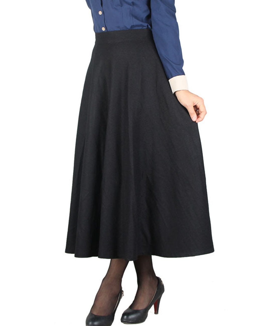 Women's Warm Wool Maxi Skirt for Winter & Fall - Cozy Long Knit Skirt for Casual Outfits, Office Wear & Holiday Dressing