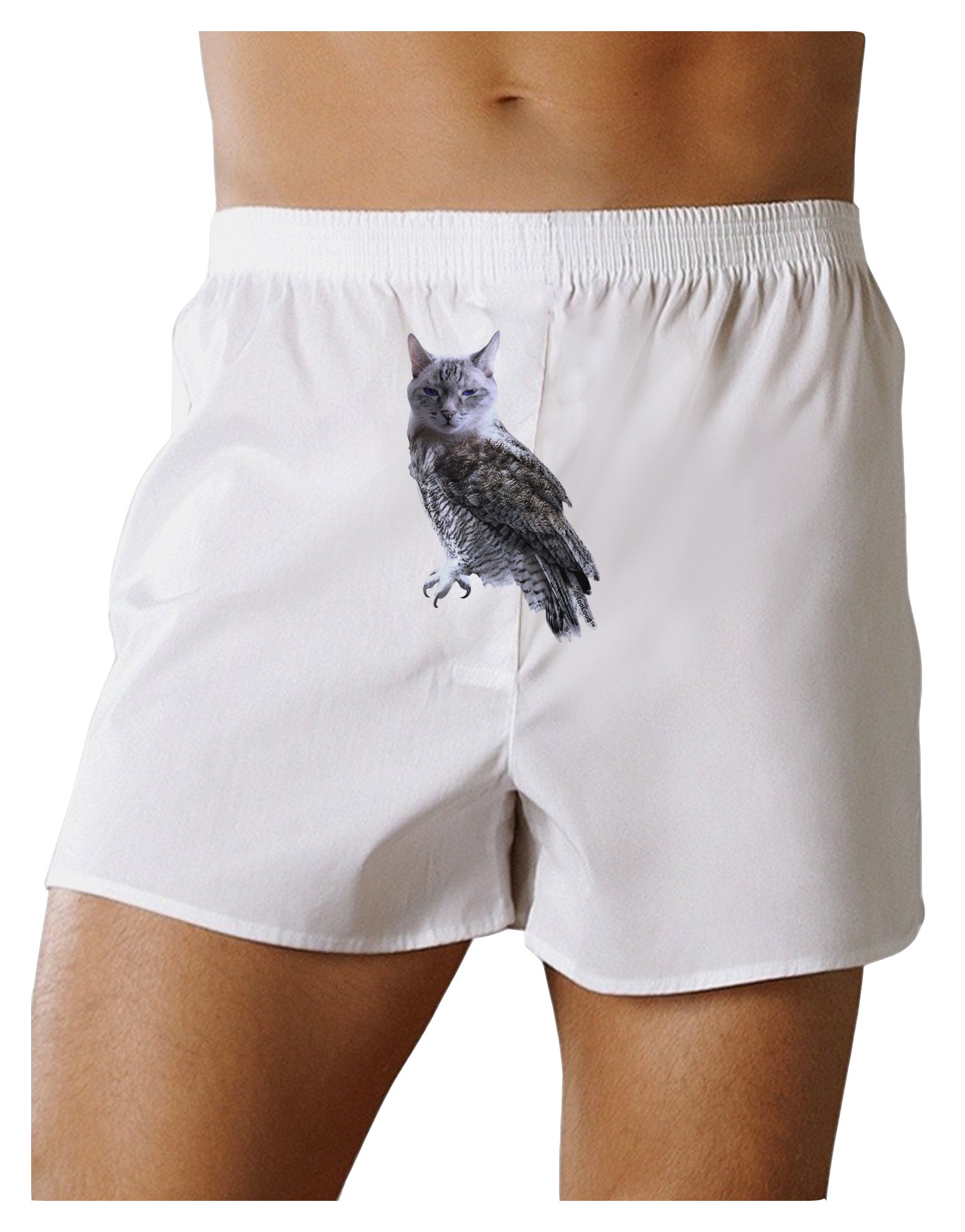 Lucky Cat Owl Print Boxer Shorts for Men - Comfortable Cotton Underwear with Fun Design - Perfect for Casual Wear, Lounge & Sleep