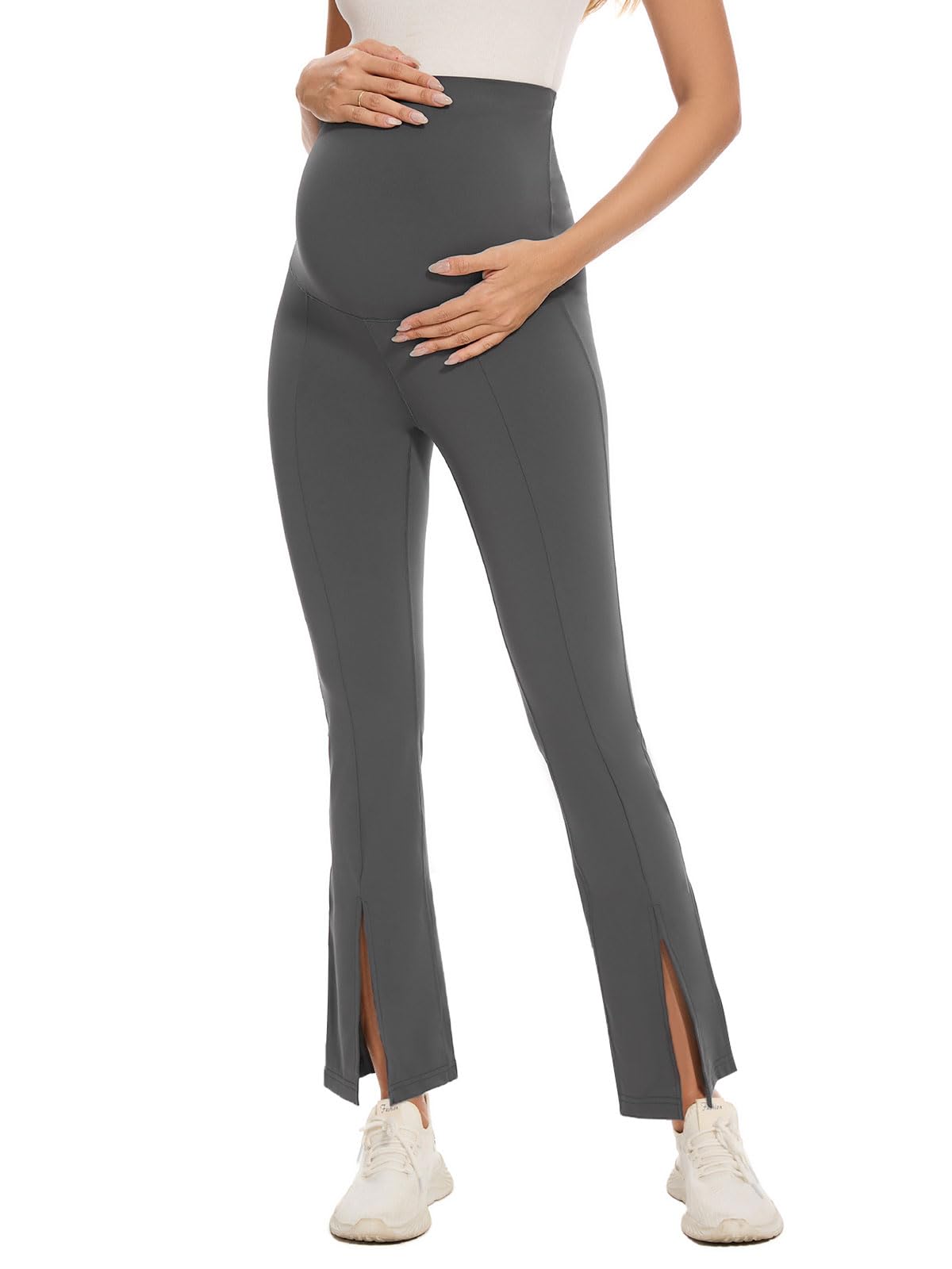 Liu & Qu Maternity Flare Leggings - Over The Belly Bootcut Pregnancy Yoga Pants for Workout, Soft & Stretchy Comfort - Perfect for Prenatal Exercise, Yoga, and Everyday Wear
