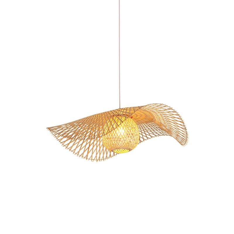Handmade Bamboo Frame Pendant Light - Modern Boho Ceiling Lamp for Living Room, Bedroom & Dining Room Decor