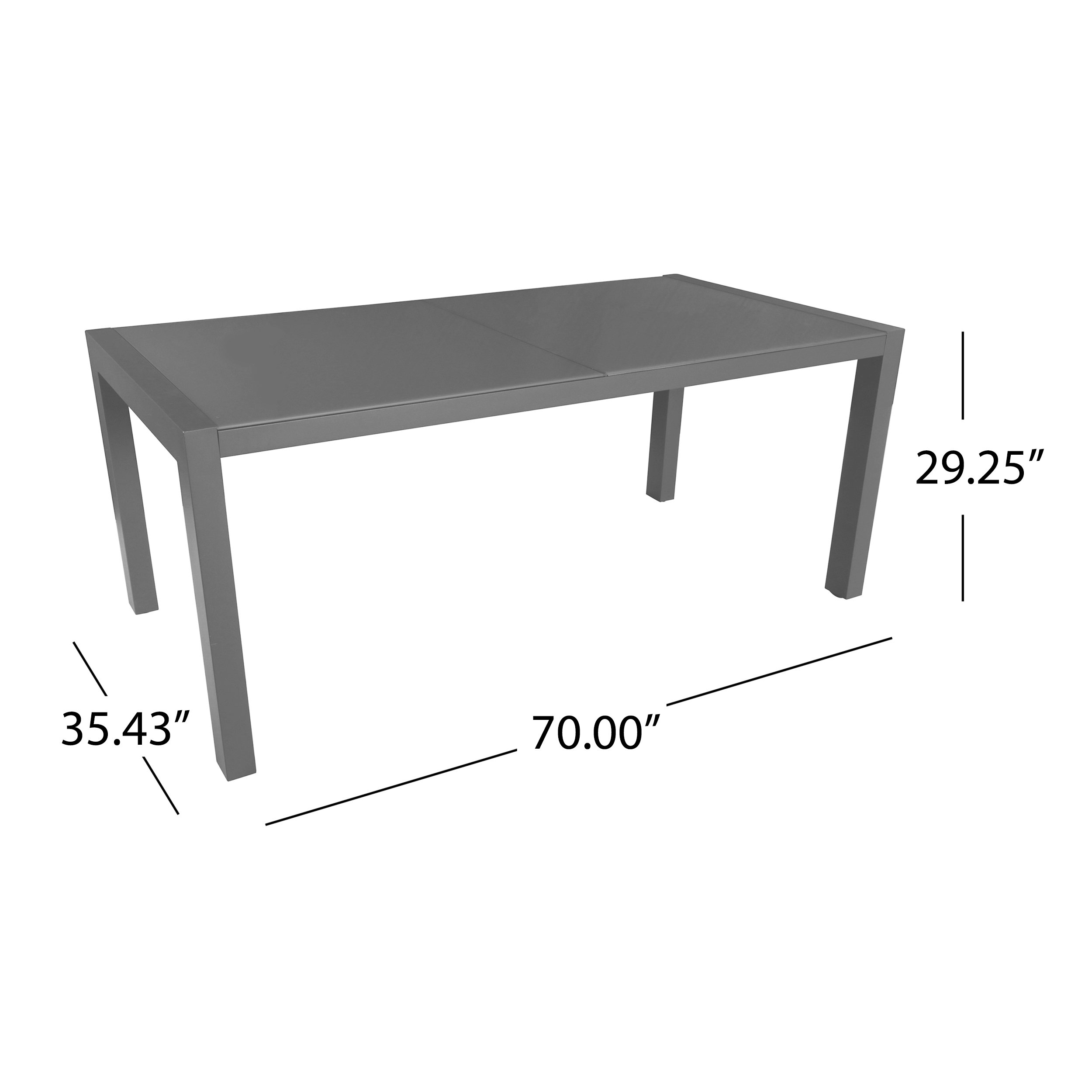 Christopher Knight Home Eli Outdoor Tempered Glass Dining Table with Aluminum Frame - Weather-Resistant Gray Patio Furniture for Backyard, Garden & Poolside Dining