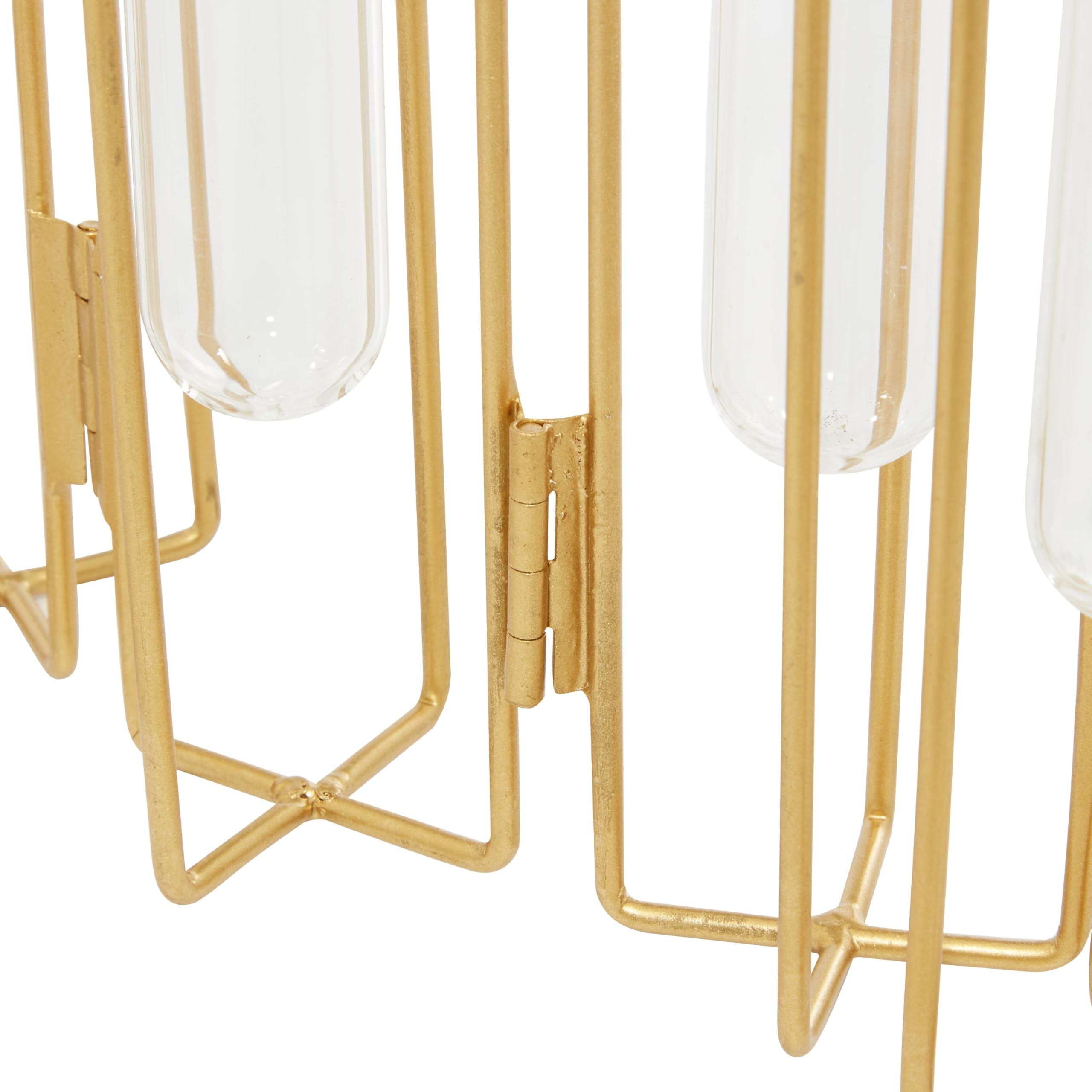 Deco 79 Gold Metal Decorative Vase with Glass Test Tubes - 10