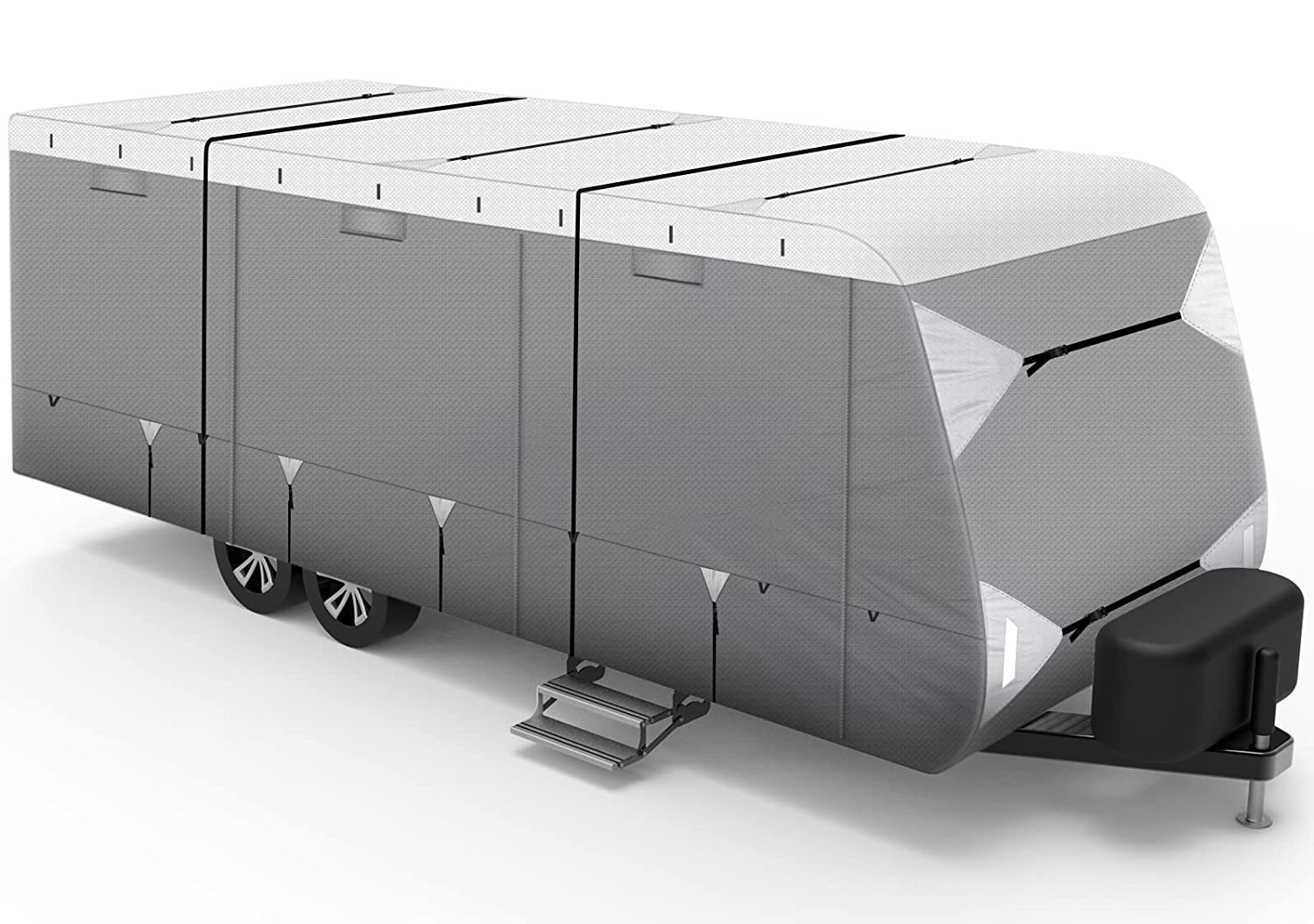 Leader Accessories 2021 Upgraded 20'-22' Waterproof RV Travel Trailer Cover - Heavy Duty Tear-Resistant with Aluminum Film Top & Cotton Lining - Perfect for Outdoor Storage, Winter Protection & Camper Shelter