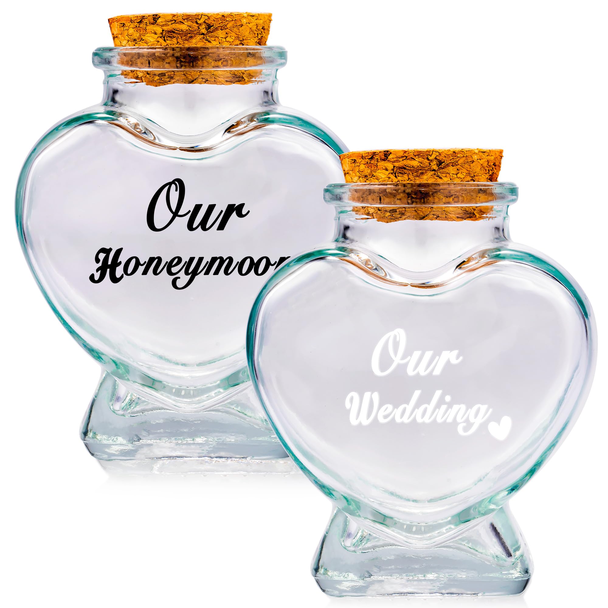 Gredstar 2-Piece Honeymoon Sand Keepsake Jar Set - Glass Bottles for Wedding Sand Ceremony, Beach Souvenir & Home Decor - Perfect Wedding Gift & Anniversary Keepsake for Couples