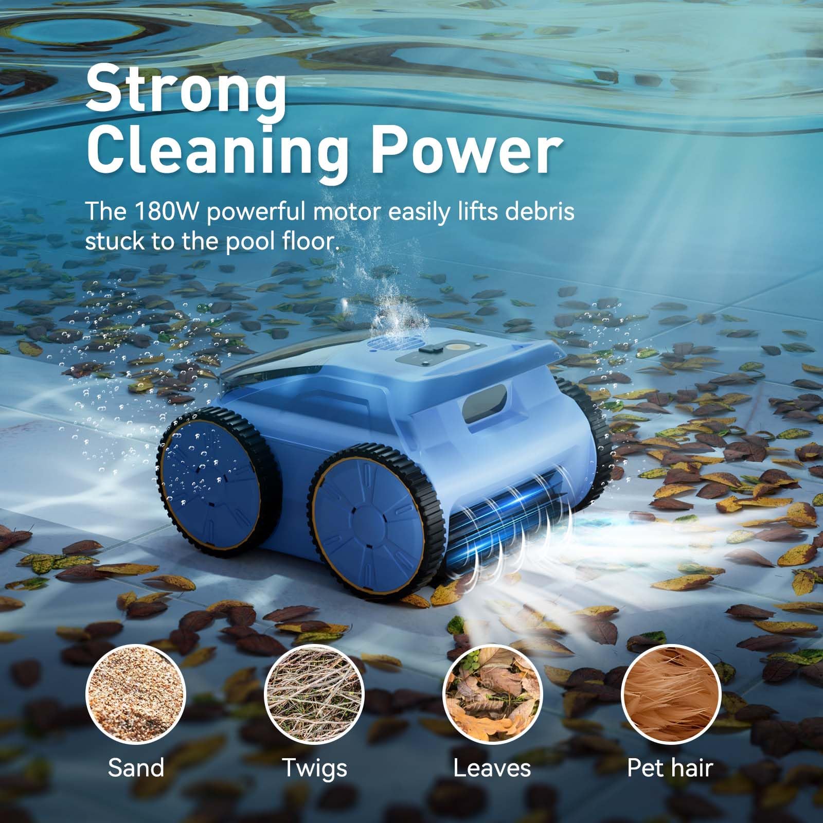 Seauto Automatic Pool Vacuum Cleaner - Robotic Pool Cleaner for Above Ground & Inground Pools, Covers 2100 Sq.ft, 180 Mins Runtime, Wall & Floor Cleaning with Auto Mode - Perfect for Backyard, Inground & Above Ground Pool Maintenance