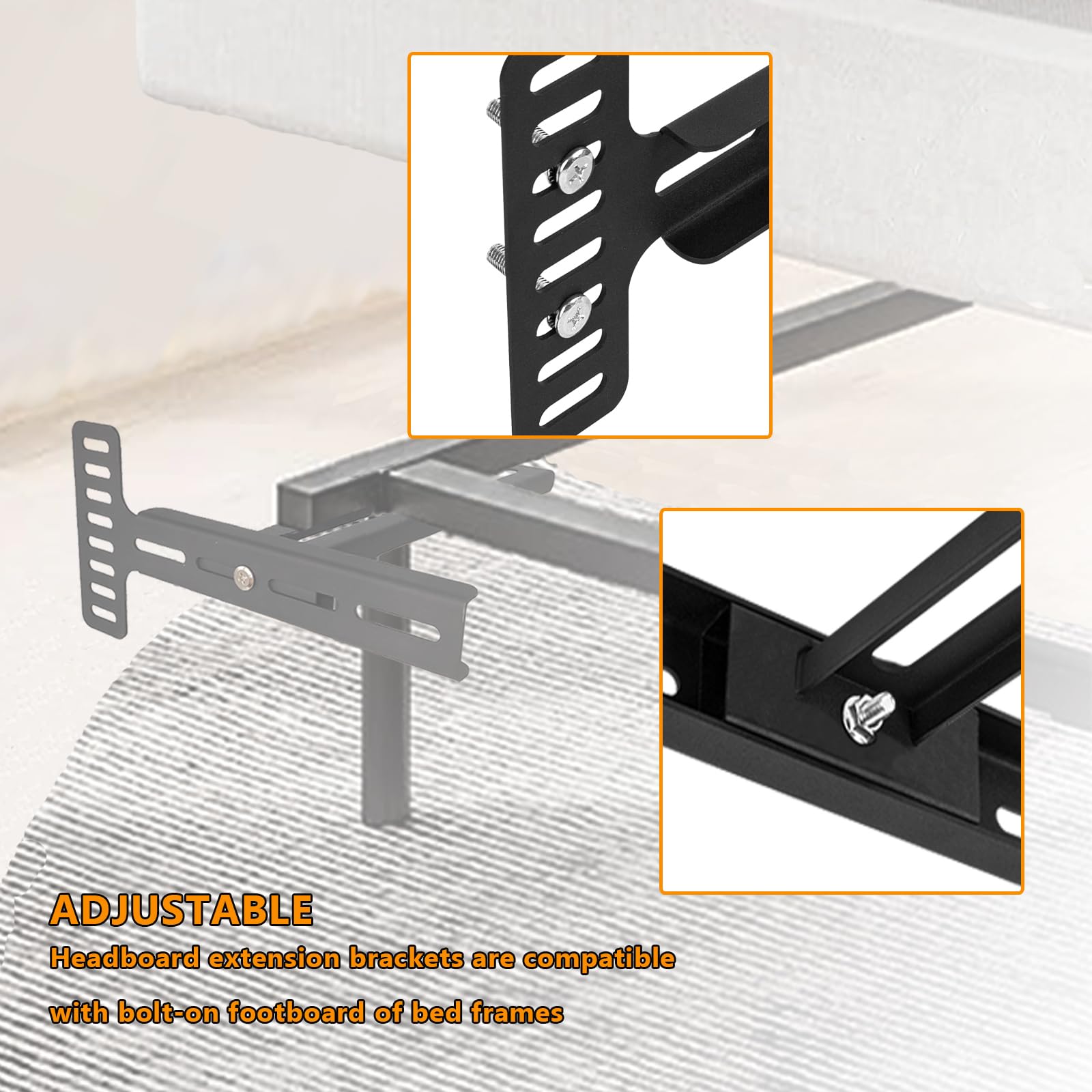 Universal Adjustable Base Headboard Brackets Kit - Heavy Duty Bed Frame Hardware for Adjustable Beds - Fits Most Headboard Sizes (Ideal for Home Bedrooms, Guest Rooms & RV Beds)