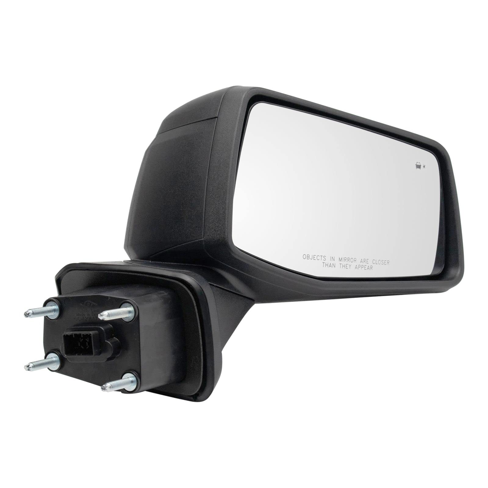 Heated Side View Mirror with Perimeter Light & Textured Cap - Right Hand for Chevy Silverado, Tahoe, Suburban - Enhances Night Visibility & Safety
