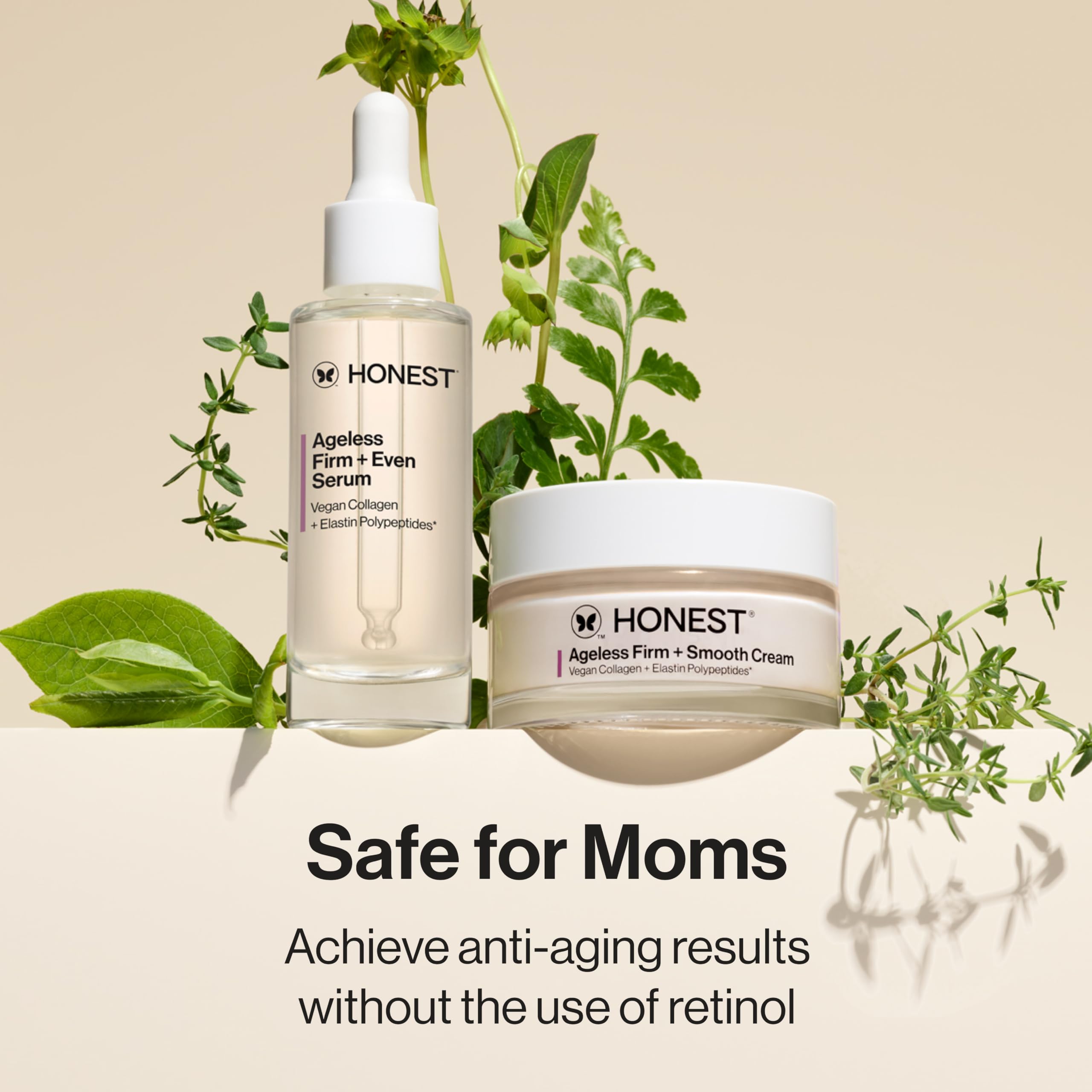 Honest Beauty Ageless Firm & Even Serum with Vegan Collagen & Elastin Polypeptides - Firming & Brightening Face Serum for Youthful Skin - Fragrance Free, EWG Verified, Vegan, Cruelty-Free (1 fl oz) - Perfect for Daily Skincare Routine & Anti-Aging Treatment