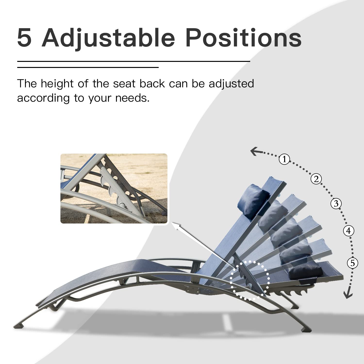 **Domi 3-Piece Aluminum Lounge Chair Set - Adjustable Outdoor Chaise Lounge for Pool, Garden & Beach - Includes 2 Pool Chairs & 1 Side Table (Blue) - Perfect for Relaxing by the Pool, Sunbathing, or Outdoor Lounging**